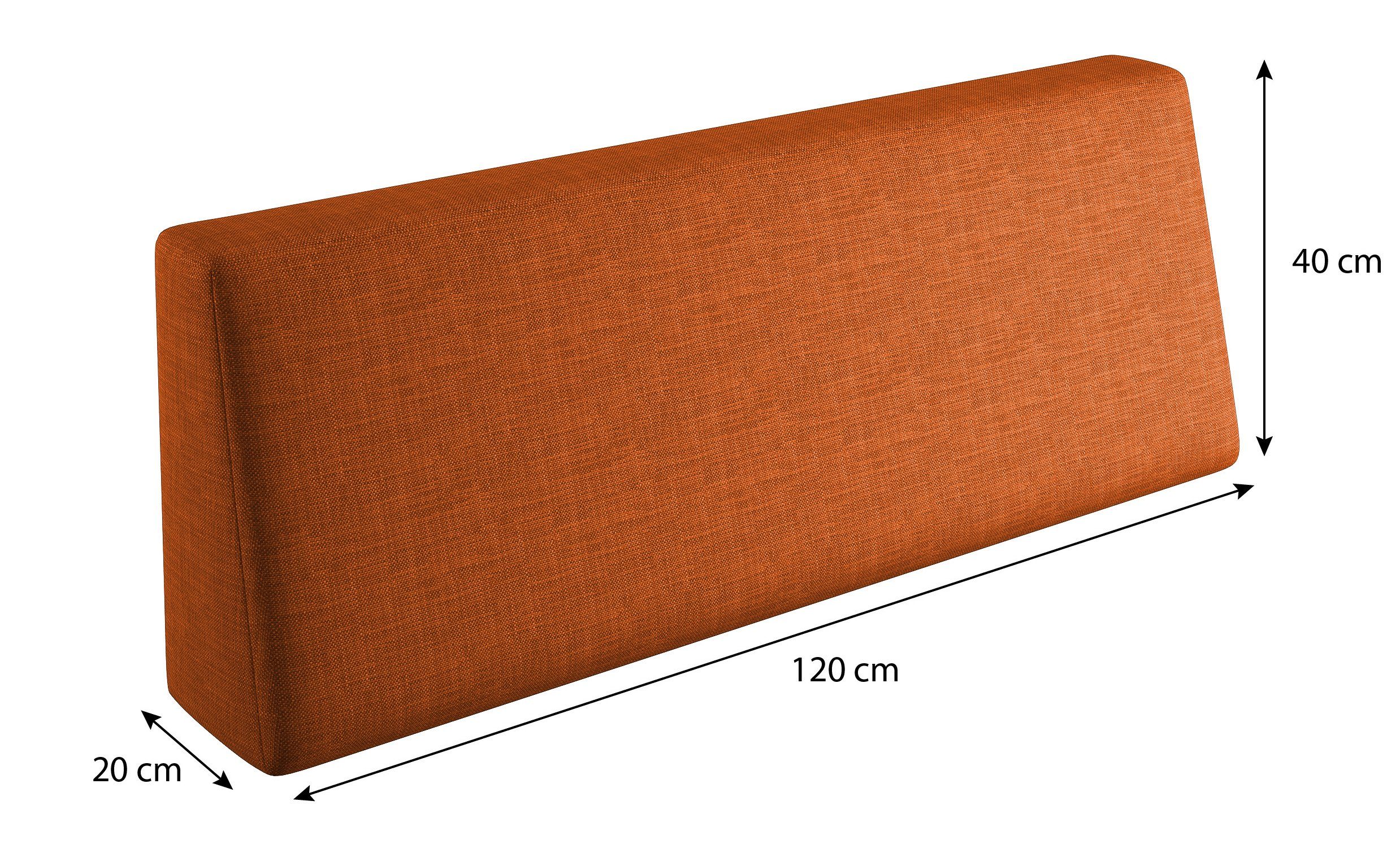 sunnypillow Rückenkissen Palettenkissen mit abnehmbarem Bezug Rückenkissen 120x40x20/10cm, Orange