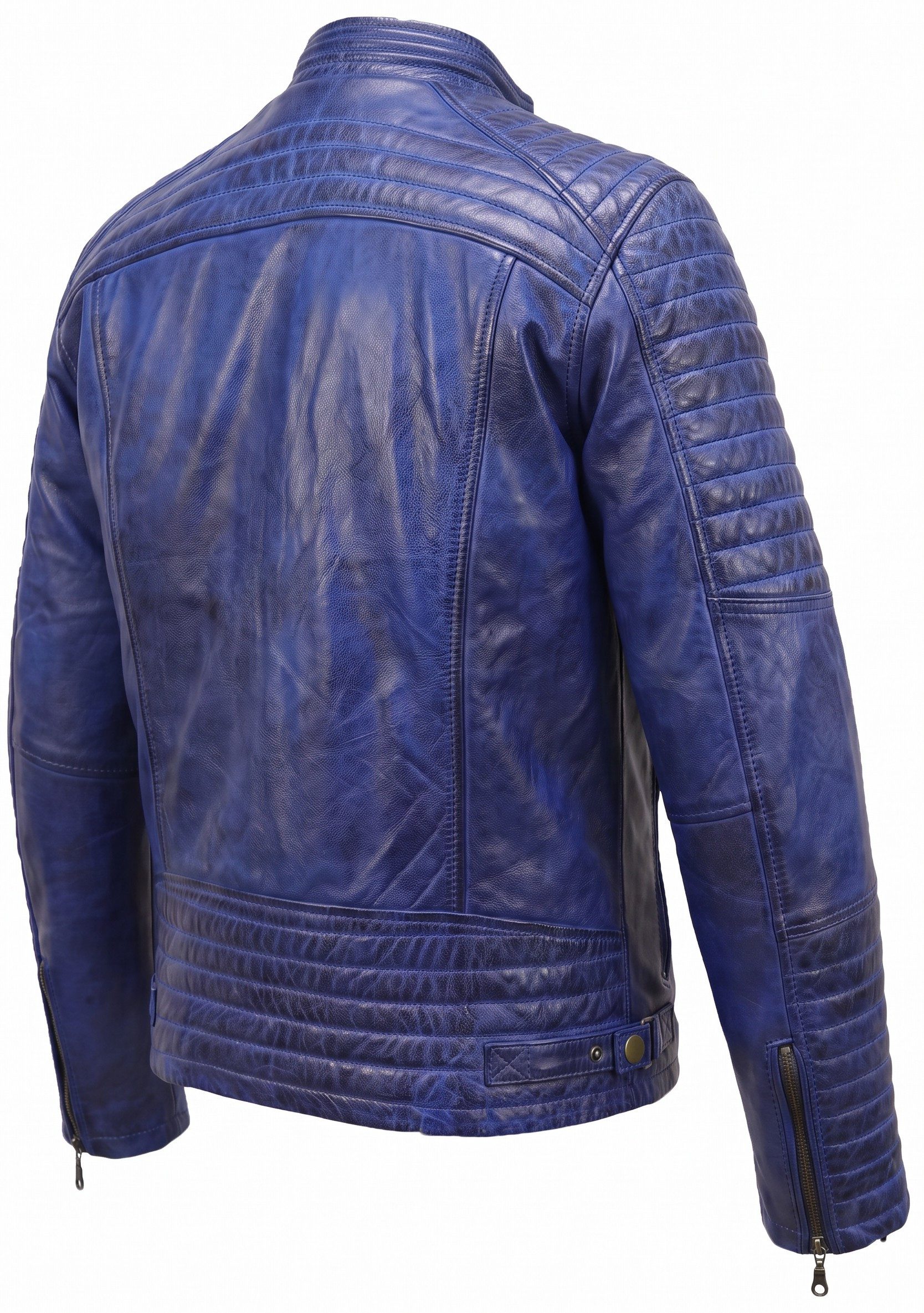 MDM Bikerjacke Herren Lamm Nappa Lederjacke Leichte Sommer Biker Lederjacke – Bild 3 von 5