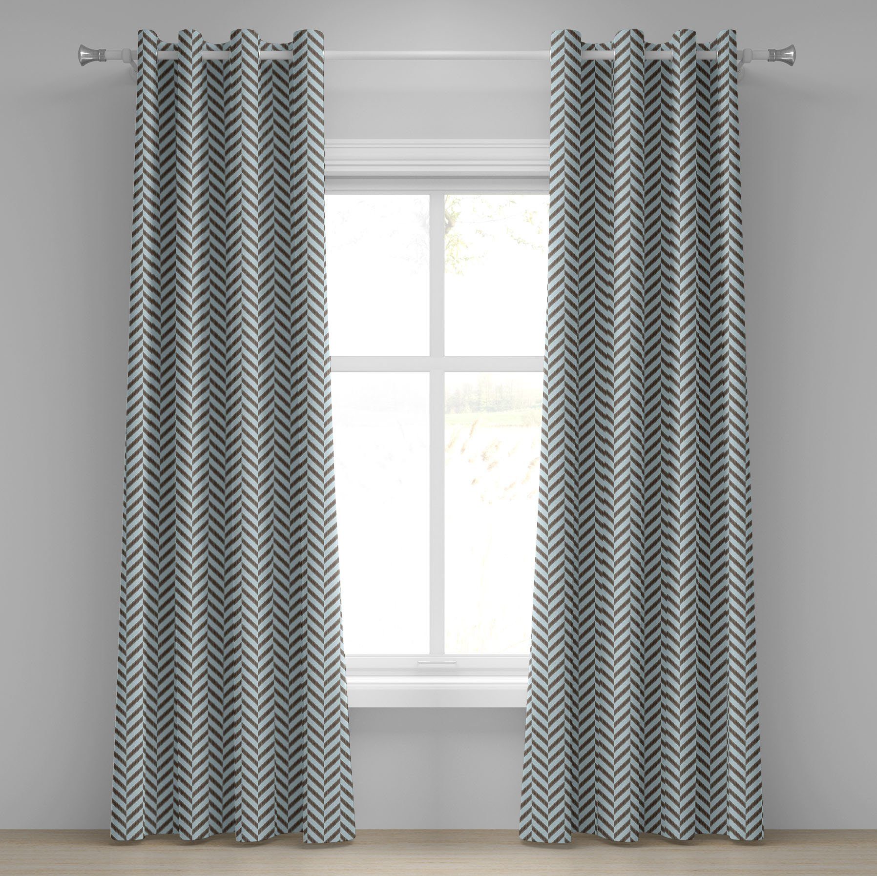Abakuhaus, Wasser Dekorative Schlafzimmer Gardine 2-Panel-Fenstervorhänge Wohnzimmer, Flüchtiger Chevron-Zickzack für
