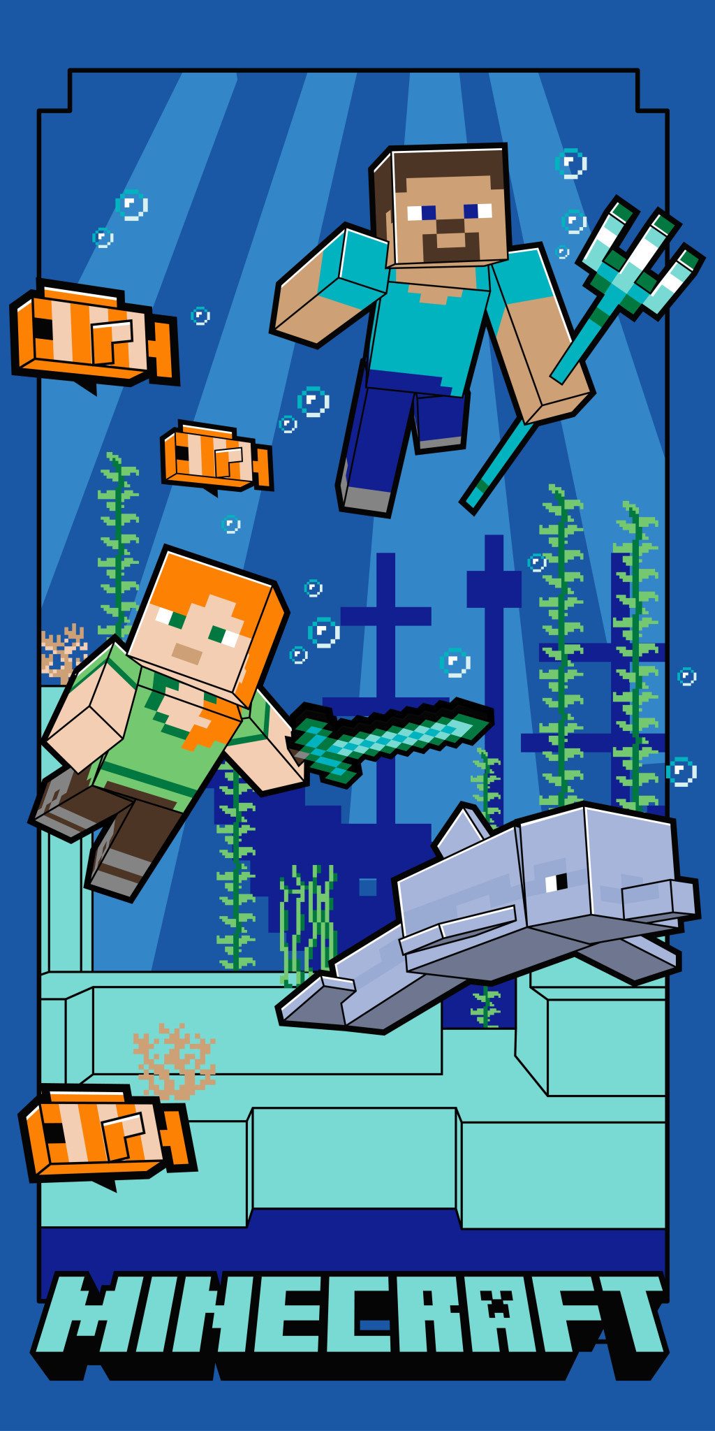 Minecraft Badetuch Minecraft Unterwasser-Badetuch, Strandtuch 140 x 70 cm, (1-St)