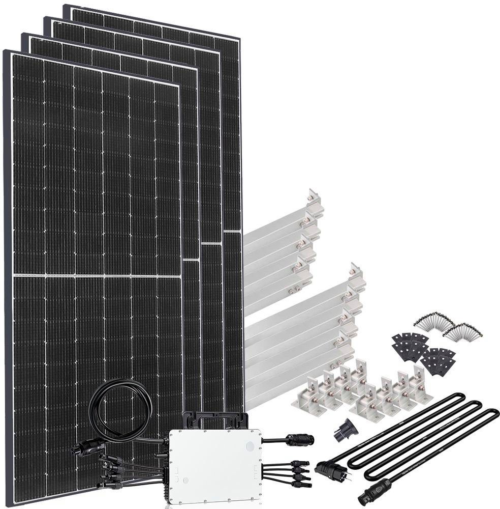 offgridtec Solaranlage Solar-Direct 1660W HM-1500, 415 W, Monokristallin, Schuko-Anschluss, 10 m Anschlusskabel, Montageset Flachdach
