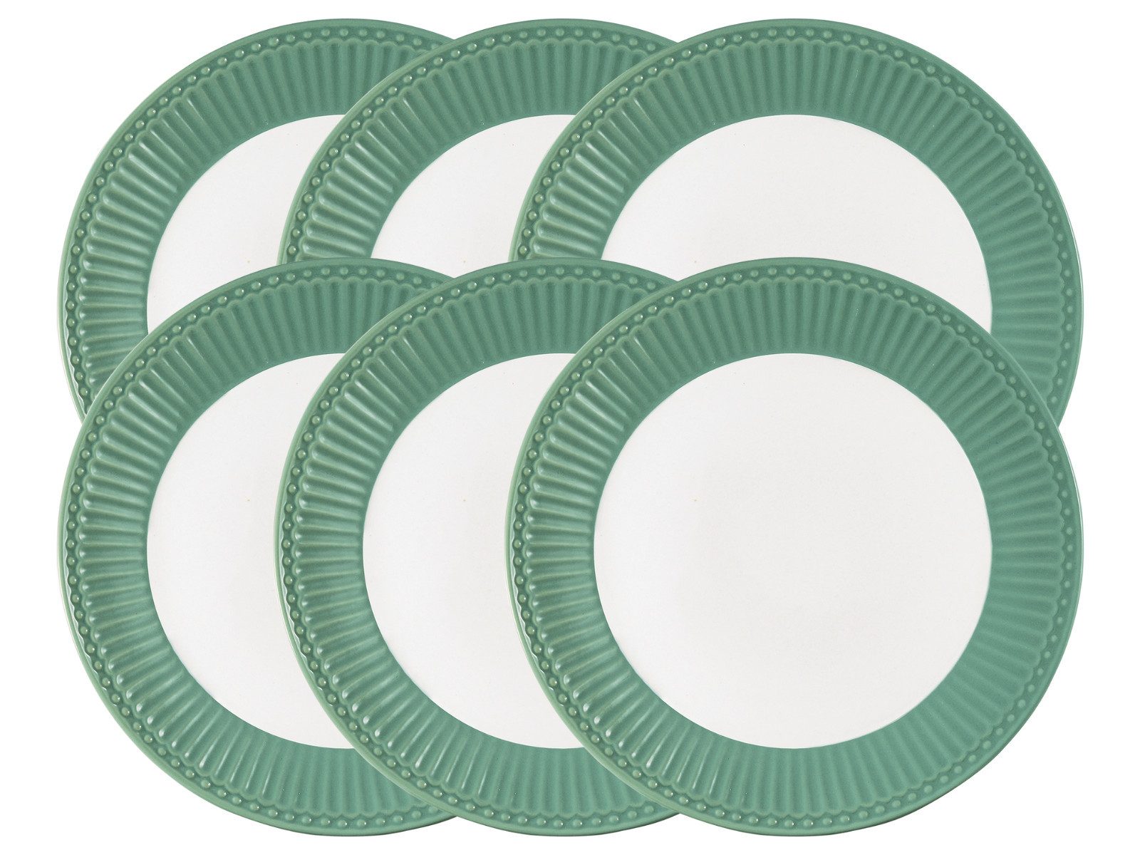 Greengate Kaffeeservice Alice Frühstücksteller dusty green 23 cm Set6, Steinzeug