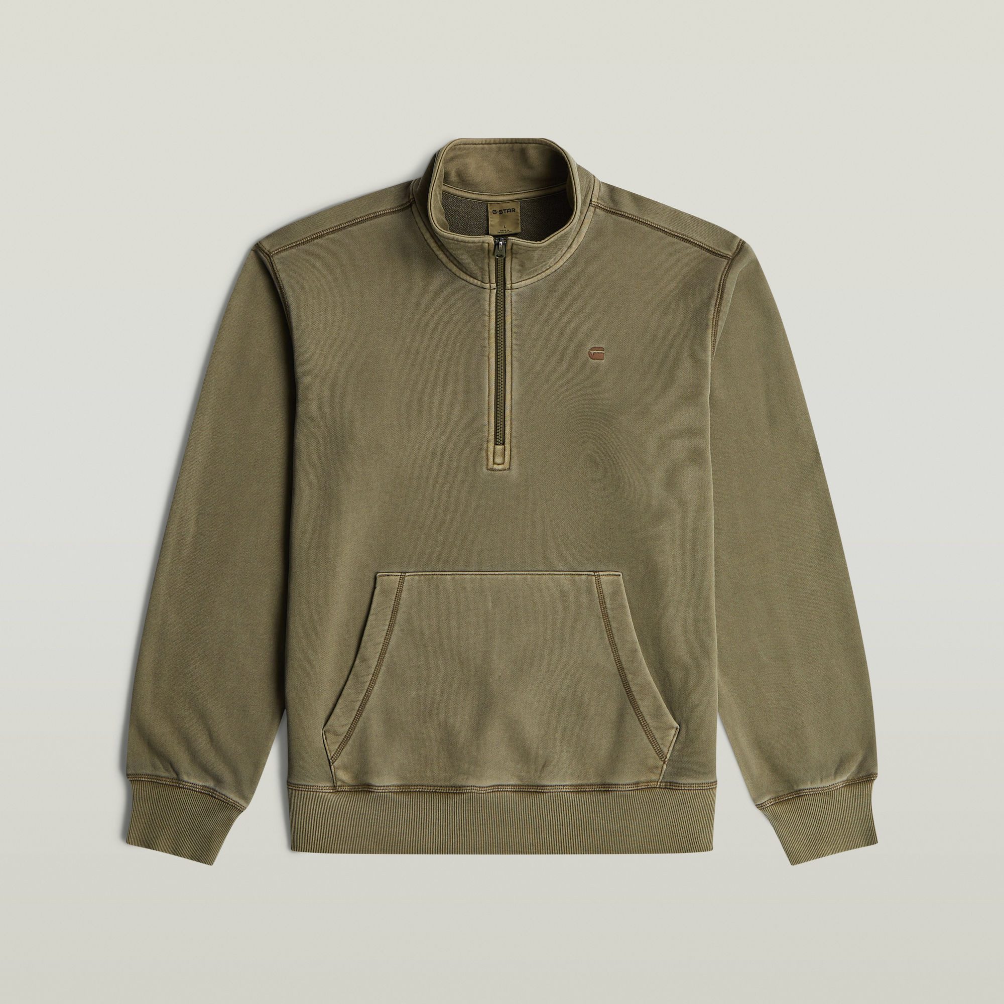 G-STAR Sweater Modern washed half zip sw ls mit Kängurutasche, Logodetail