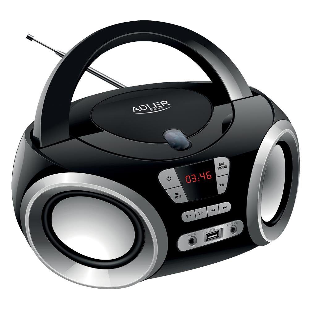 Adler AD 1181 Boombox (USB / AUX Anschluß, FM Radio, CD-Player, MP3, Batterie oder Strom)