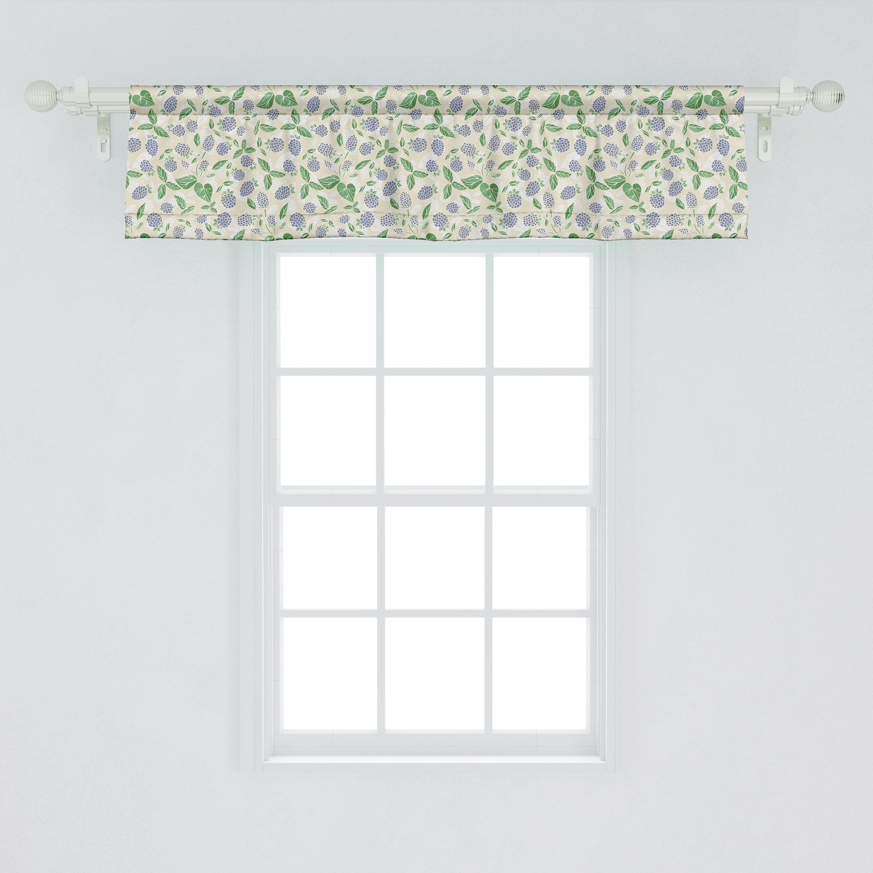 Vorhang Schlafzimmer Küche Microfaser, Stangentasche, mit Abakuhaus, für Botanisch Dekor Volant Scheibengardine Garten-Blüten-Blätter