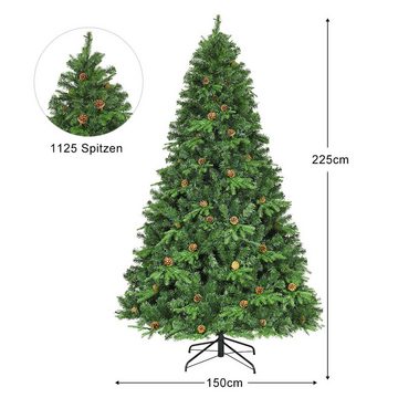 COSTWAY Künstlicher Weihnachtsbaum »LED Tannenbaum«, 225cm, mit 1125 PVC & PE Spitzen, 540 LEDs und Metallständer