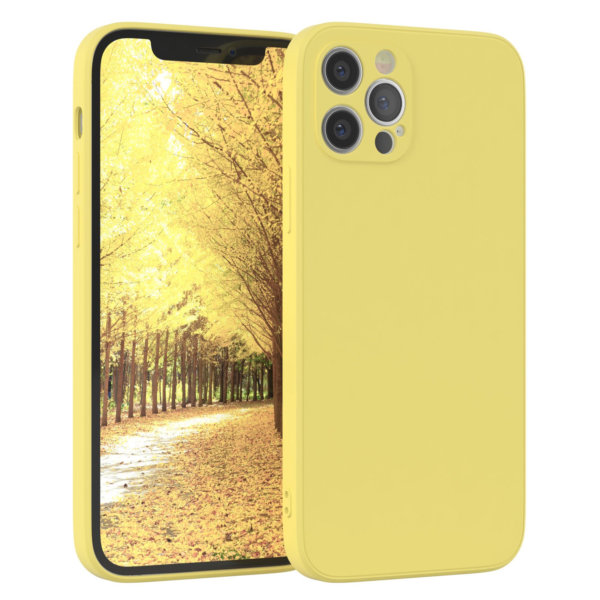 EAZY CASE Handyhülle TPU Hülle für Apple iPhone 12 Pro 6,1 Zoll, Handy Softcase stoßfest Hülle mit Kameraschutz bumper tpuhülle Gelb
