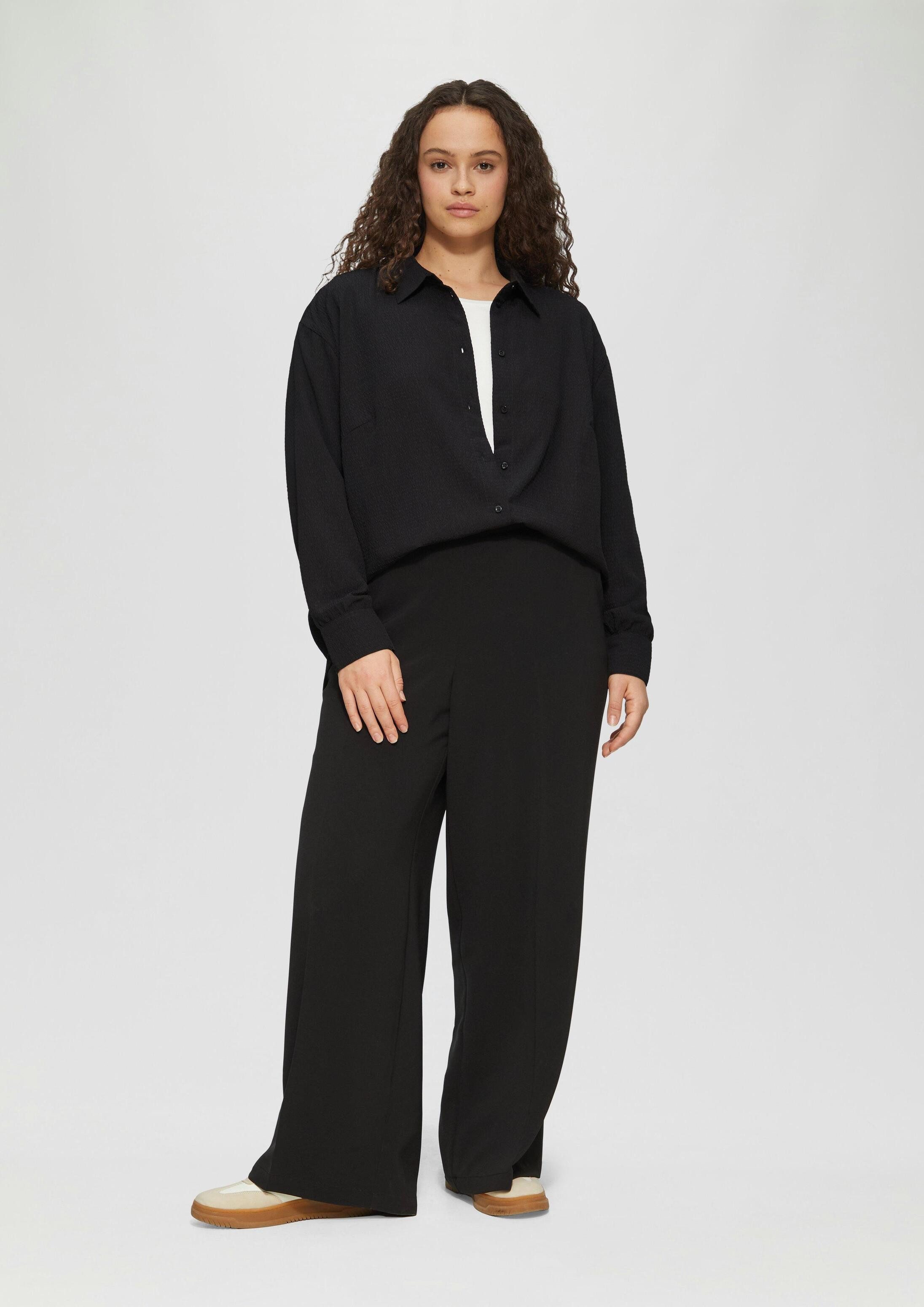 s.Oliver Langarmbluse Bluse Strukturierte Hemdbluse mit Raffung
