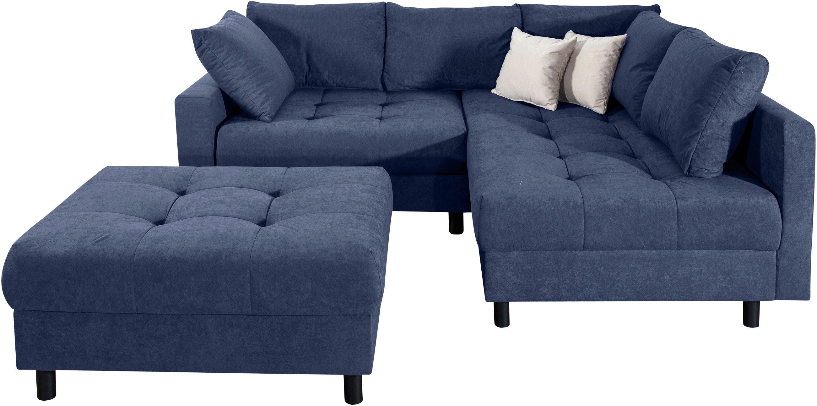 COLLECTION AB Ecksofa Toni L-Form, B: 215 cm, mit Hocker & 2 Zierkissen, Federkern