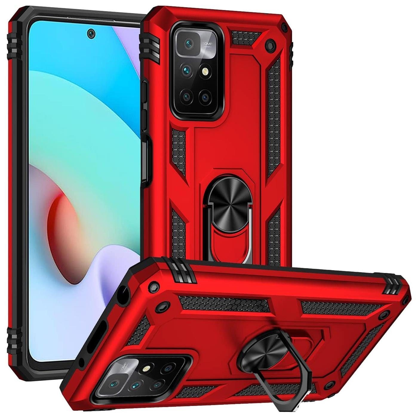 CoolGadget Handyhülle Armor Shield Case für Xiaomi Redmi 10 6,5 Zoll, Outdoor Cover Magnet Ringhalterung Handy Hülle für Redmi 10
