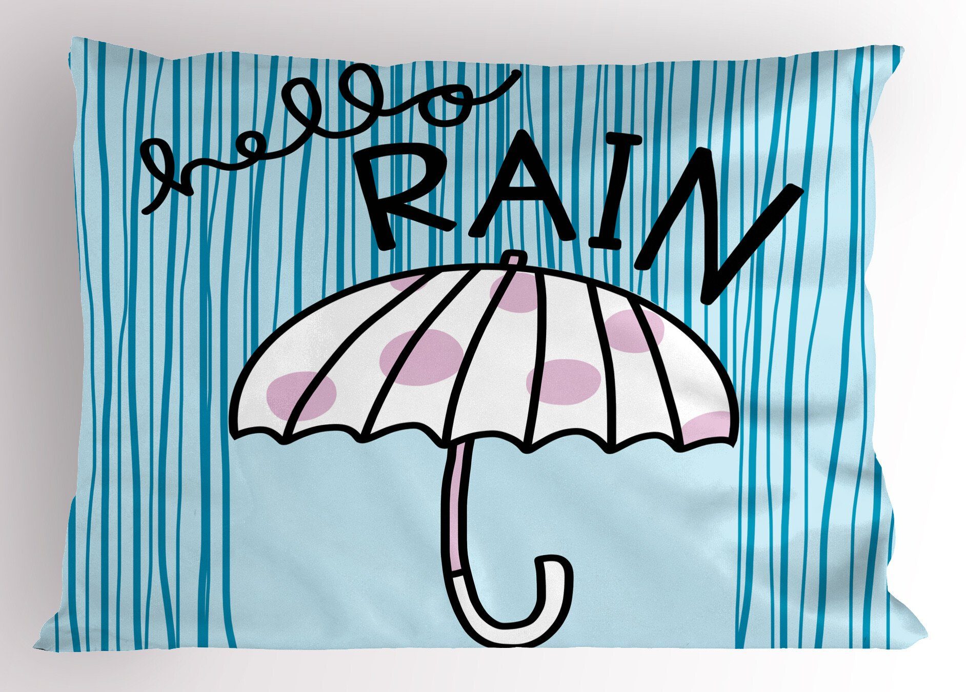 Kissenbezüge Dekorativer Standard King Hallo (1 Regen Abakuhaus Wording Regenschirm Gedruckter Size Stück), Herbst Kissenbezug