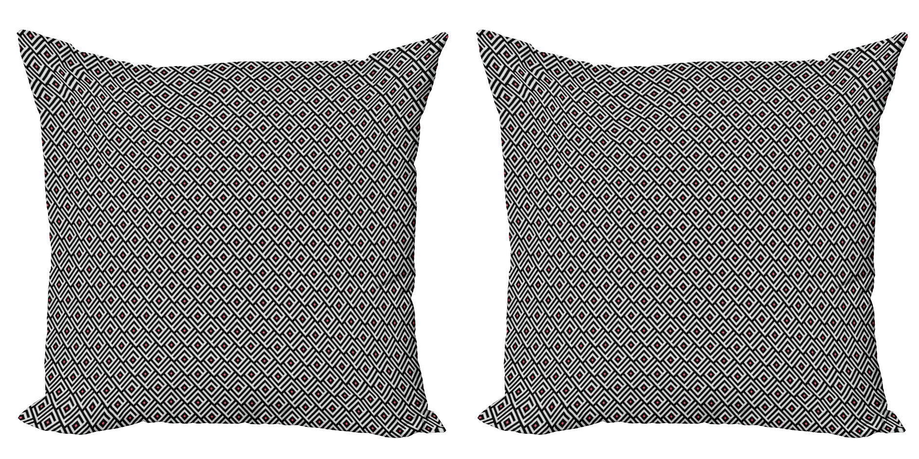 Kissenbezüge Modern Accent Doppelseitiger Digitaldruck, Abakuhaus (2 Stück), Nervös Minimalist Maze mit Zigzags