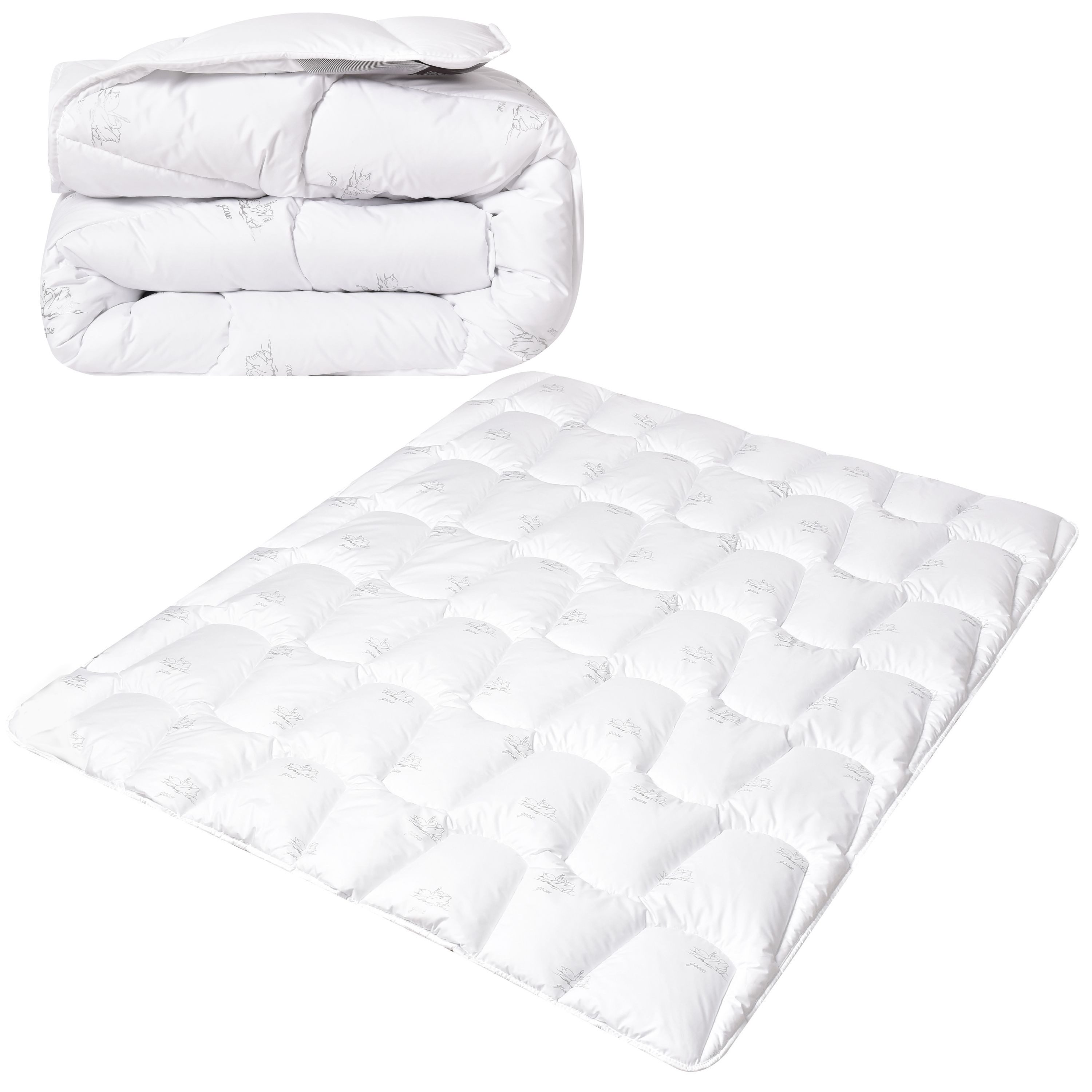 SEI Design Microfaserbettdecke SWAN 3D-SET X-Large 2x Bettdecke 135x200 Winter -+ Kopfkissen 2x40x80, Vegane Alternative zu Daunen