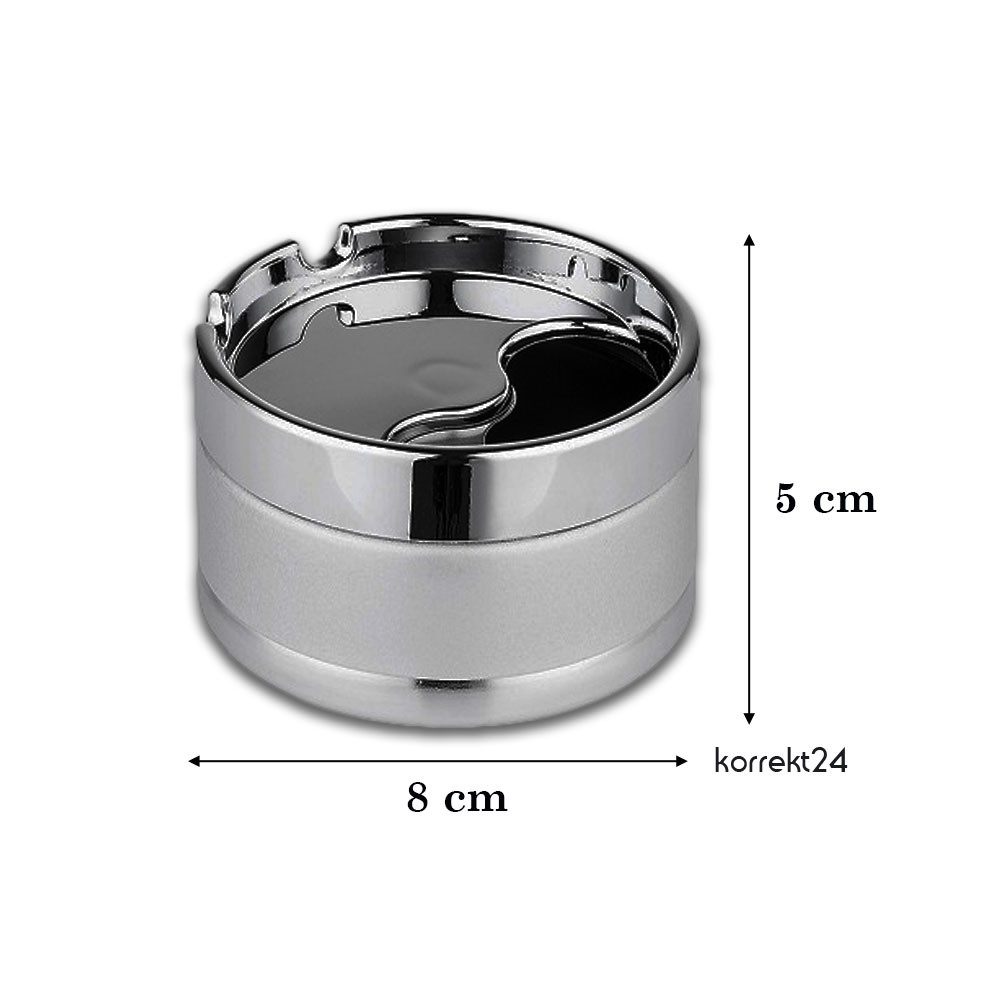 Coumo Aschenbecher 2x Drehaschenbecher Set mit Deckel, Chrom, Metall, für draussen