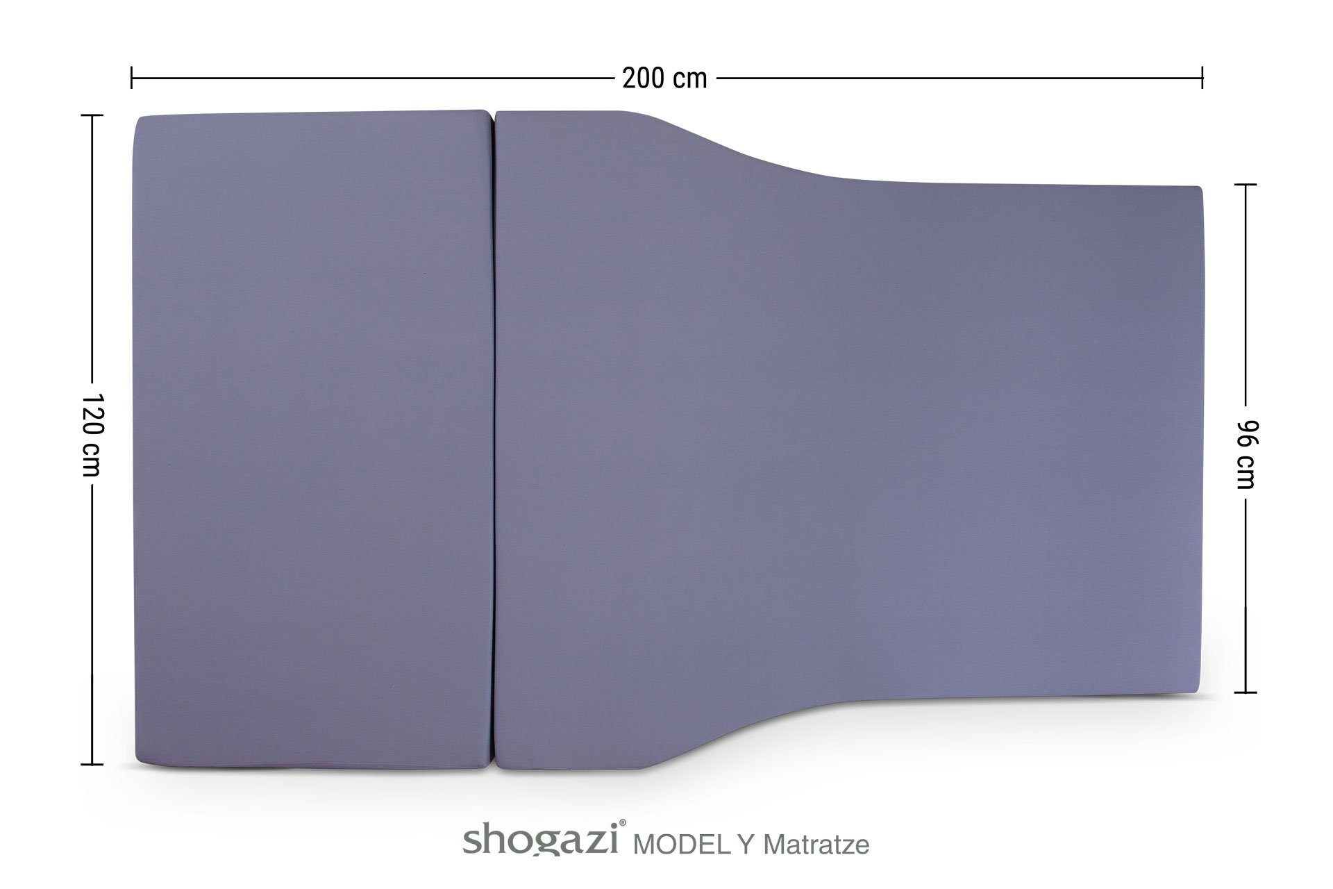 hoch, Klappmatratze shogazi anthrazit Auto Camping Modell Matratze cm 12 ®, Maße: abnehmbarem Y, mit Matratze, Tesla Bezug, (Set), 120x200cm 3-teilig