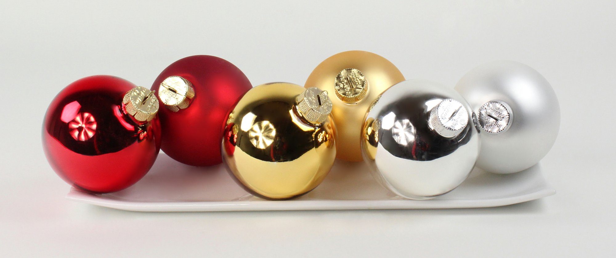 Lucht Weihnachtsbaumkugel Glas-Kugel-Box Ø 8 cm rot matt/glänzend 16 Stück von Lucht