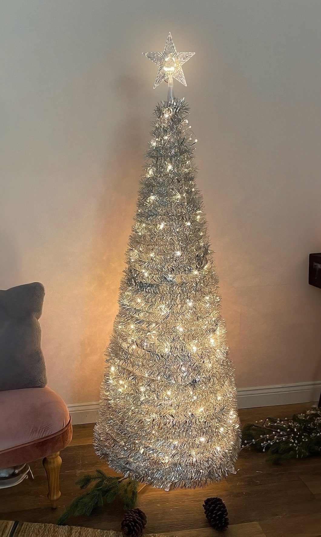 MARELIDA LED Baum LED Lichterbaum Stern Weihnachtsbaum 1,5m 200LED  Lichterpyramide Außen, LED Classic, warmweiß (2100K bis 3000K)