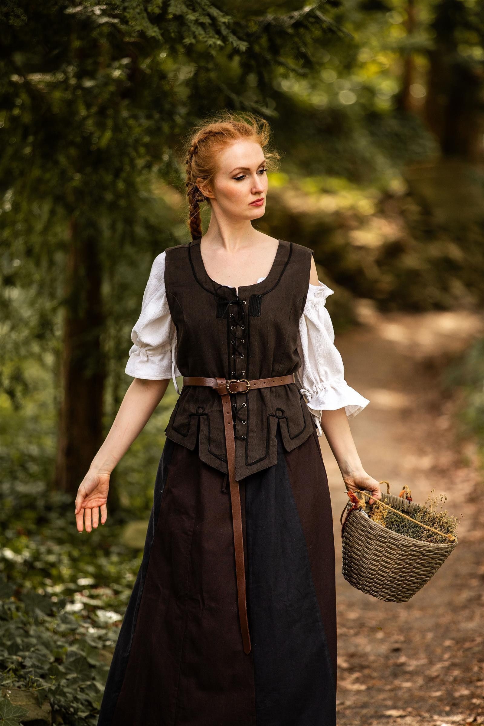 Leonardo Carbone Burgfräulein-Kostüm Miederweste "Selma" mit Stickerei, kunstvolle Stickerei, Spitzensaum mit Dreiecken