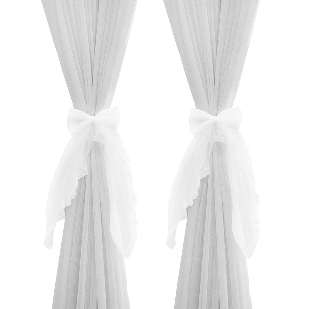 ein Paar. weiße crushed Samt silbern Glitzer Schleife Vorhang Raffbänder 