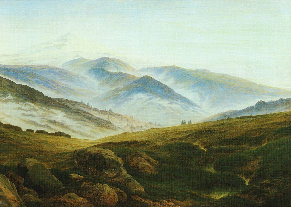 Postkarte Kunstkarte Caspar David Friedrich "Erinnerungen an das Riesengebirge"