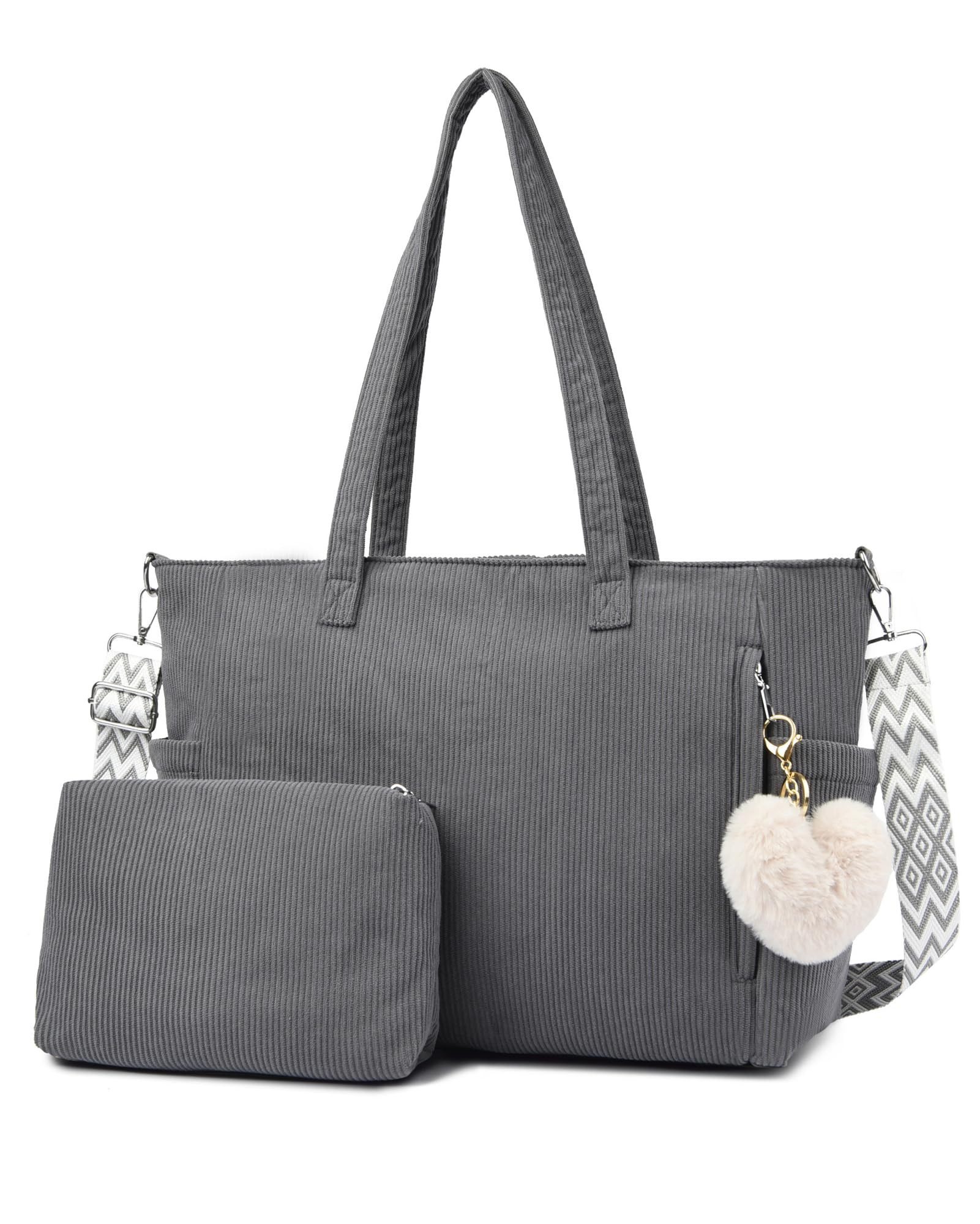 Cachito Schultertasche Damen Umhängetasche Groß Shopper Handtasche Cord Tote Bag Reisetasche, für Arbeit Büro Reisen Einkaufen Schule Strand