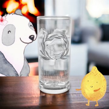 Mr. & Mrs. Panda Glas 400 ml Hund Blumen - Transparent - Geschenk, Trinkglas, Hunderasse, H, Premium Glas, Lasergravur