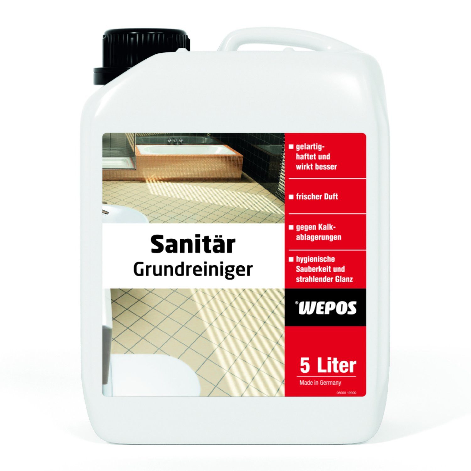 DomDeco WEPOS Sanitär & Kalk Reiniger 5L, Gel-Grundreiniger für Bad Grundreiniger (Sauer, kraftvoller Kalklöser, Sanitärreiniger, hochkonzentriert)