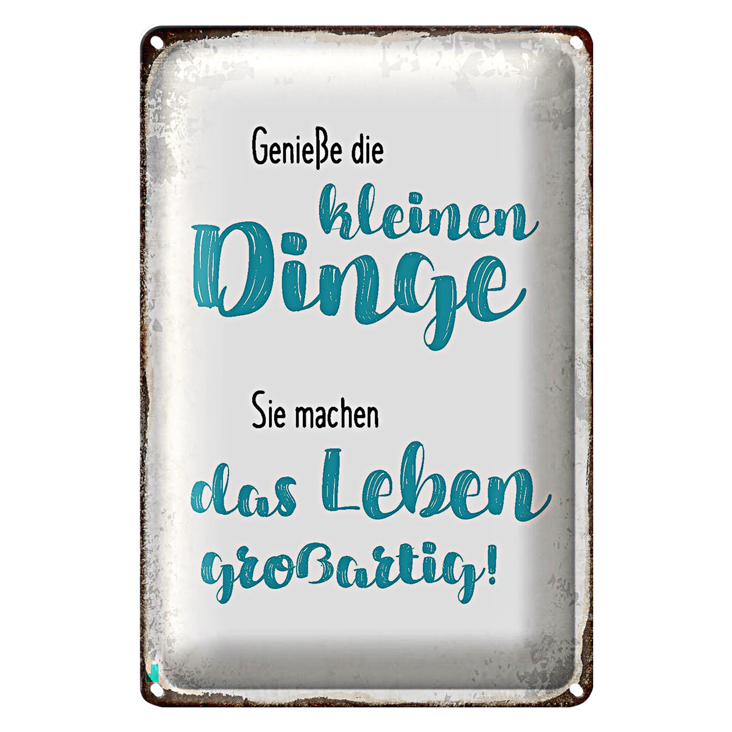 Metallschild Spruch 12x18cm genieße kleine Dinge sie machen