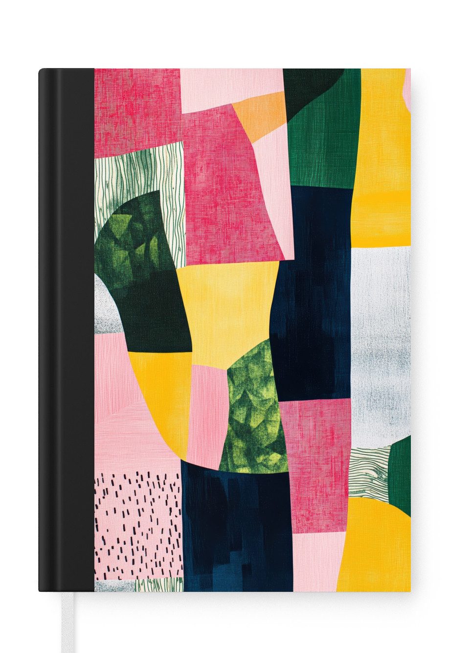 MuchoWow Notizbuch Abstrakt - Rosa - Formen - Gelb, Notebook, Notizblock a5, Tagebuch, Journal Liniert