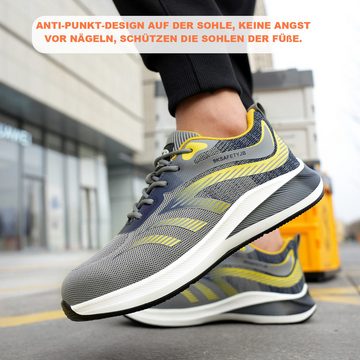 Refttenw Anti-Smash-Schuhe mit Stahlkappen, atmungsaktive Arbeitsschutzschuhe Sicherheitsschuh