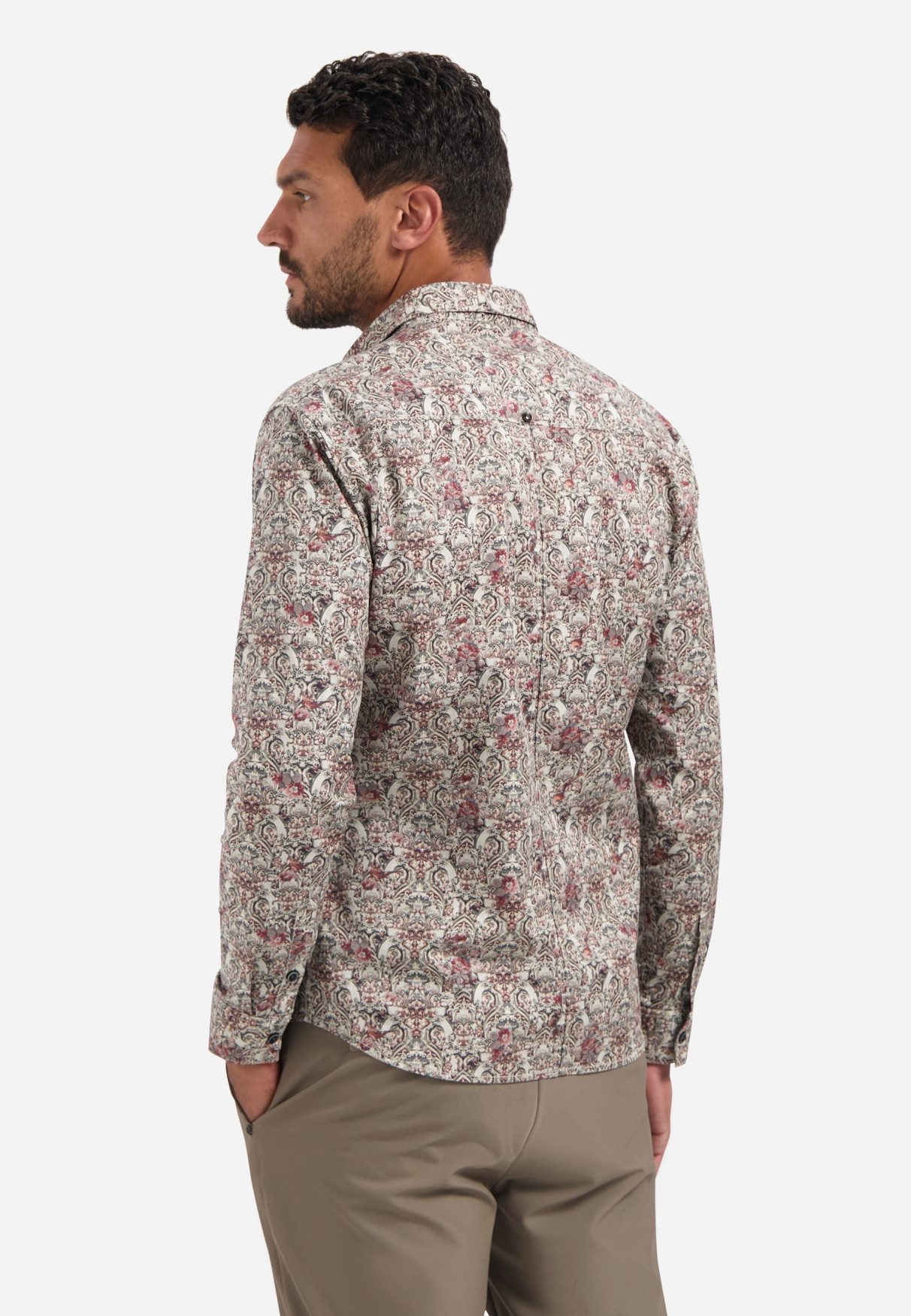 NO EXCESS Langarmhemd No Excess Bedrucktes Hemd Shirt Stretch Allover Printed