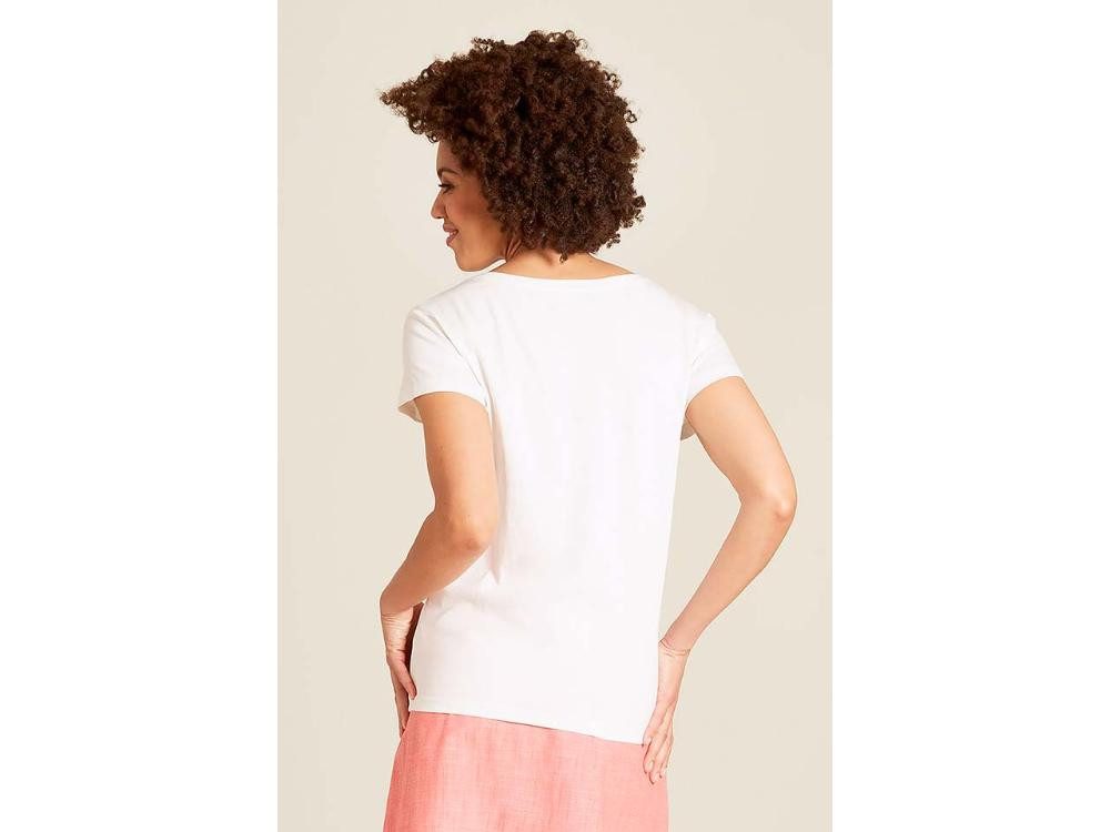 Tranquillo T-Shirt tranquillo Bio-Damen-T-Shirt mit floraler Stickere