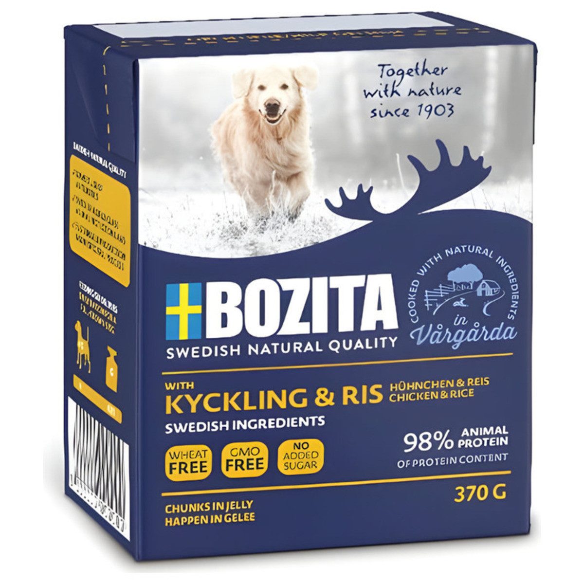 Bozita Naturals Happen in Gelee mit Hühnchen & Reis 370 g - 6 Stück, Nassfutter für: Hund