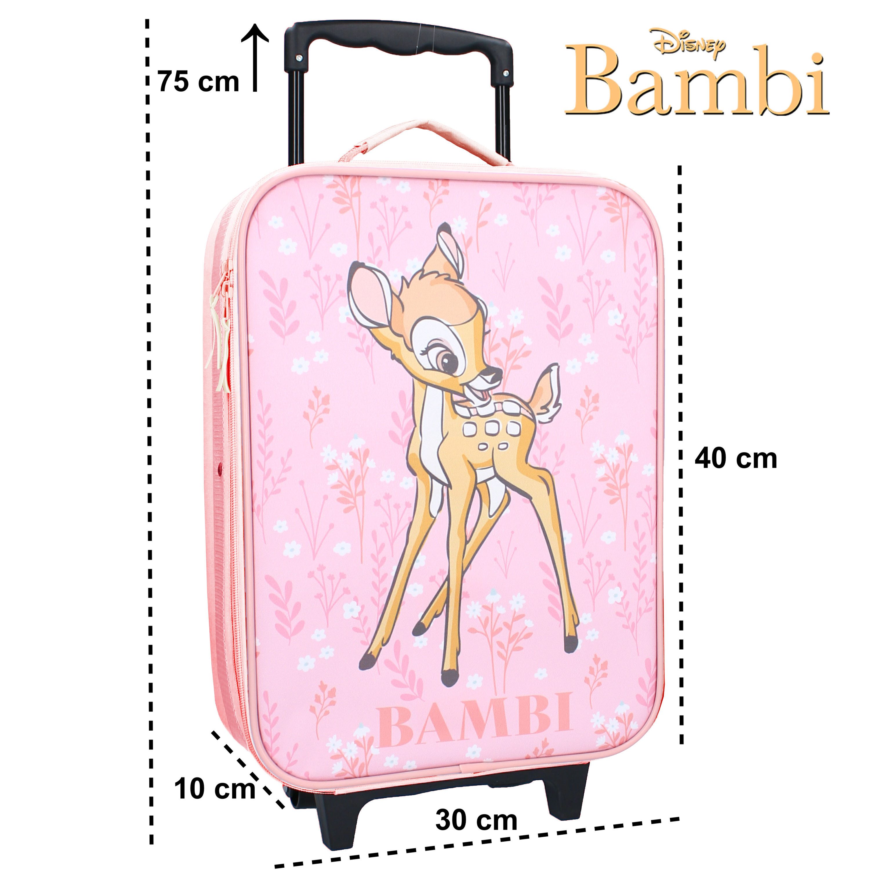 Disney Kinderkoffer Bambi Trolley Koffer Kindertrolley Trolly, nur 1 Kg Leicht, Innenmaße: 40x30x10cm, Außenmaße: 47x31x13cm