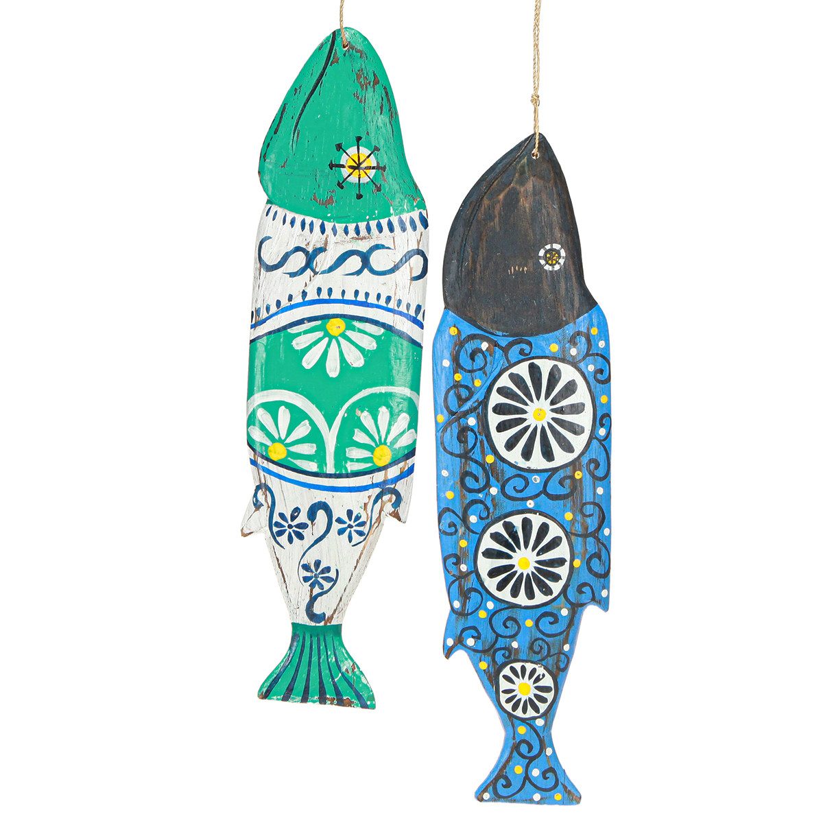 Viana Dekofigur Bunter Holzfisch Wanddeko Blau günstig online kaufen