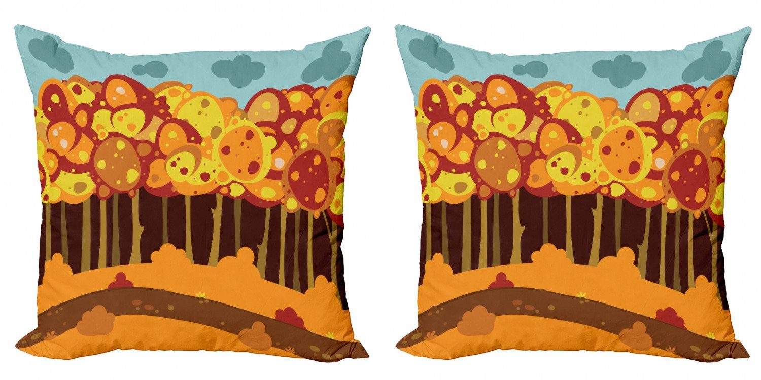 Kissenbezüge Modern Accent Doppelseitiger Digitaldruck, Abakuhaus (2 Stück), Wald Wald im Herbst Cartoon