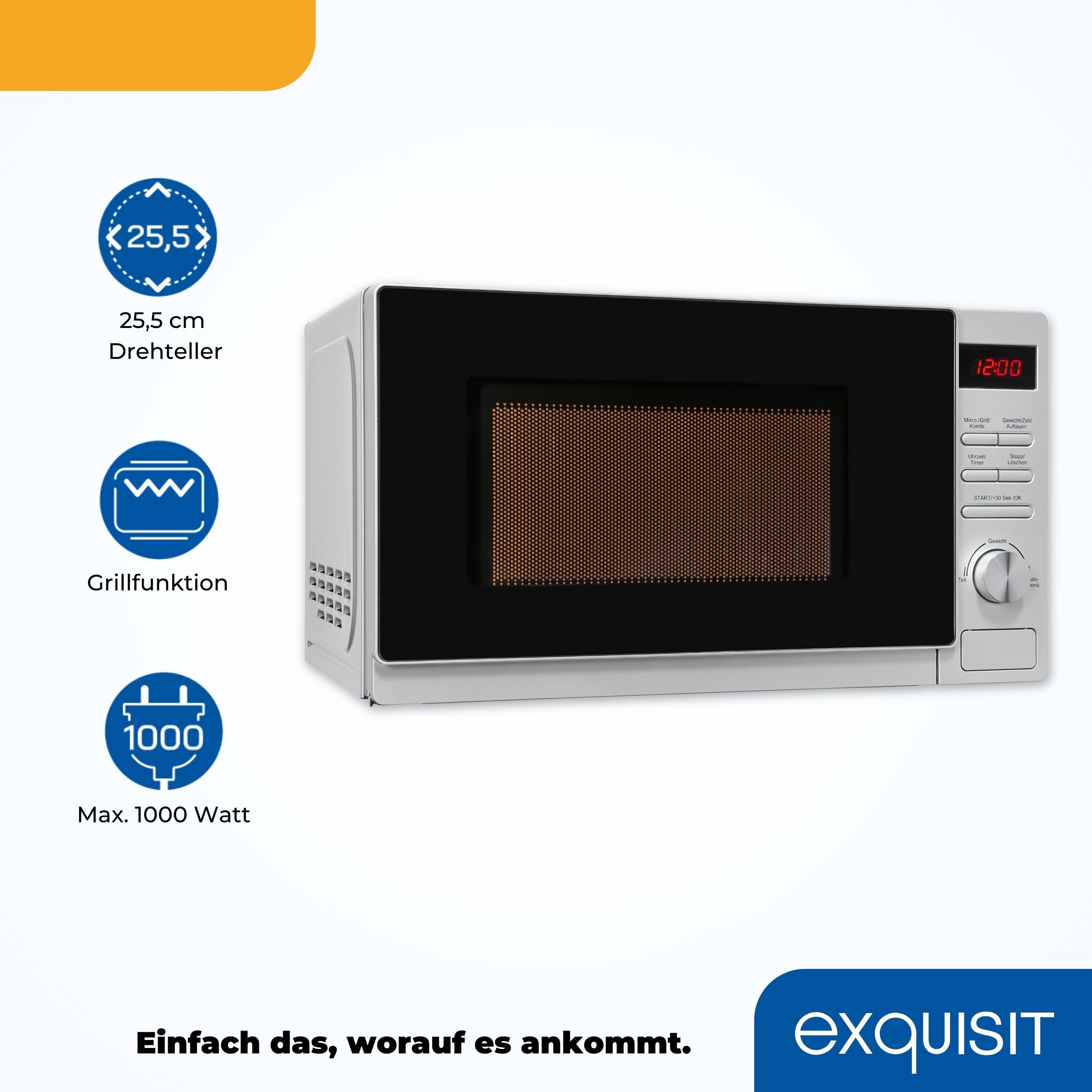 exquisit Mikrowelle, Mikrowelle, Grill, 20,00 l, schlicht und leistungsstark, digitaler Timer, Grill-Funktion