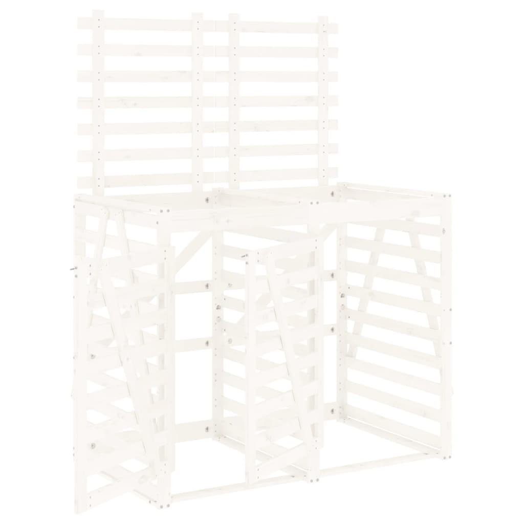 vidaXL Mülltonnenbox Mülltonnenbox für 2 Tonnen Weiß Massivholz Kiefer