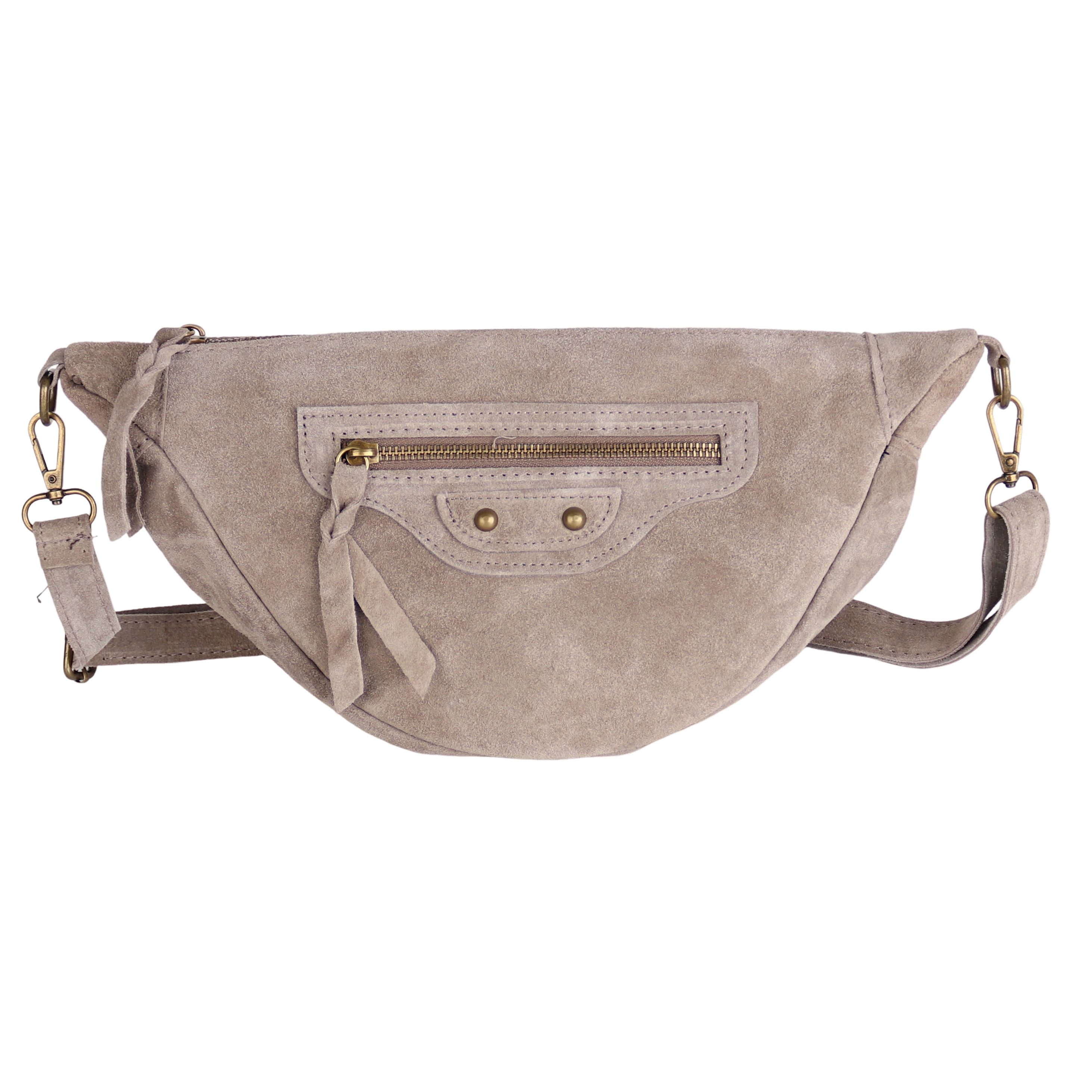Schultertasche Damen Runde Umhängetasche aus Wildleder MADE IN ITALY