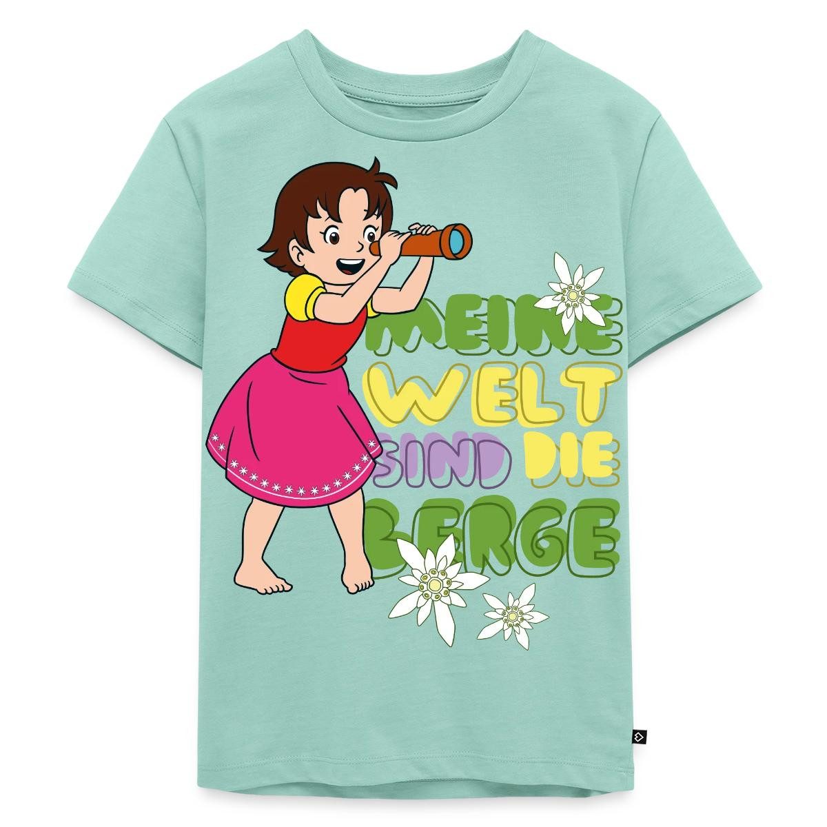 Spreadshirt T-Shirt Heidi Meine Welt Sind Die Berge Fernglas Kinder Premium T-Shirt (1-tlg)