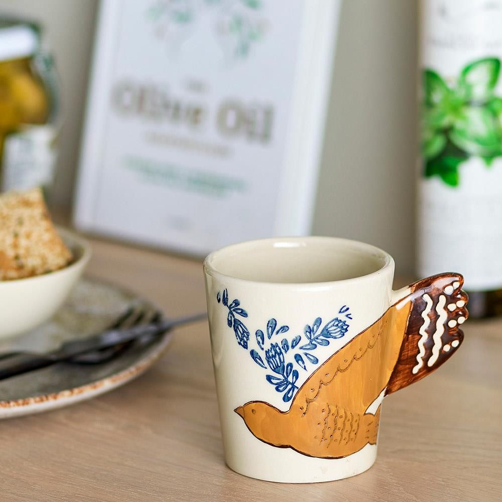 Bloomingville Tasse Hezha Tasse aus Steingut natur, Höhe 9cm