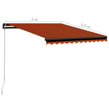 vidaXL Markise Einziehbare Markise Handbetrieben 300 x 250 cm Orange und Braun