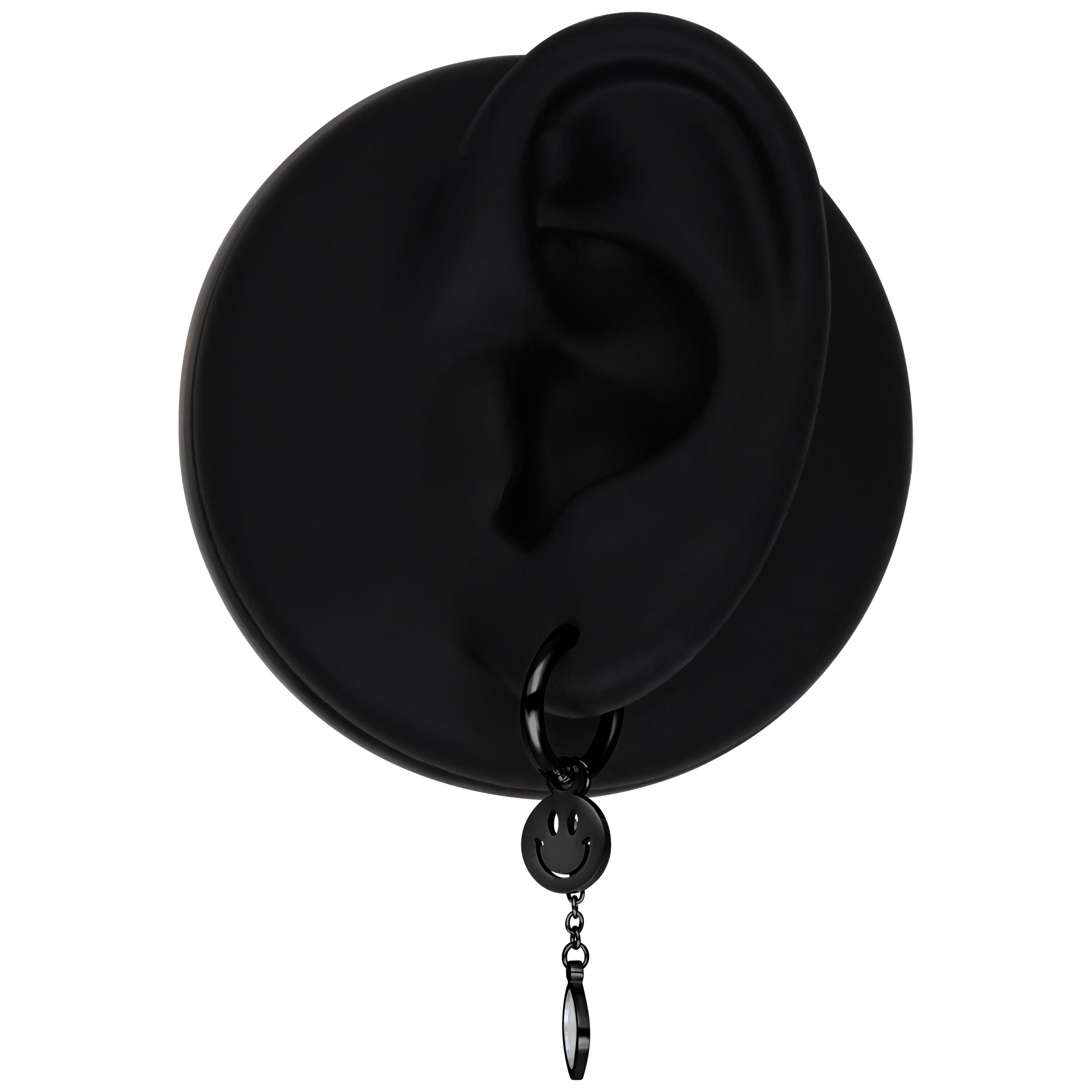 Wildcat Paar Ohrhänger Mini Smiley with Radiant Hanger Hoops Pair - Schwarz, Chirurgenstahl 316L - wasserfest, langlebig, hautverträglich