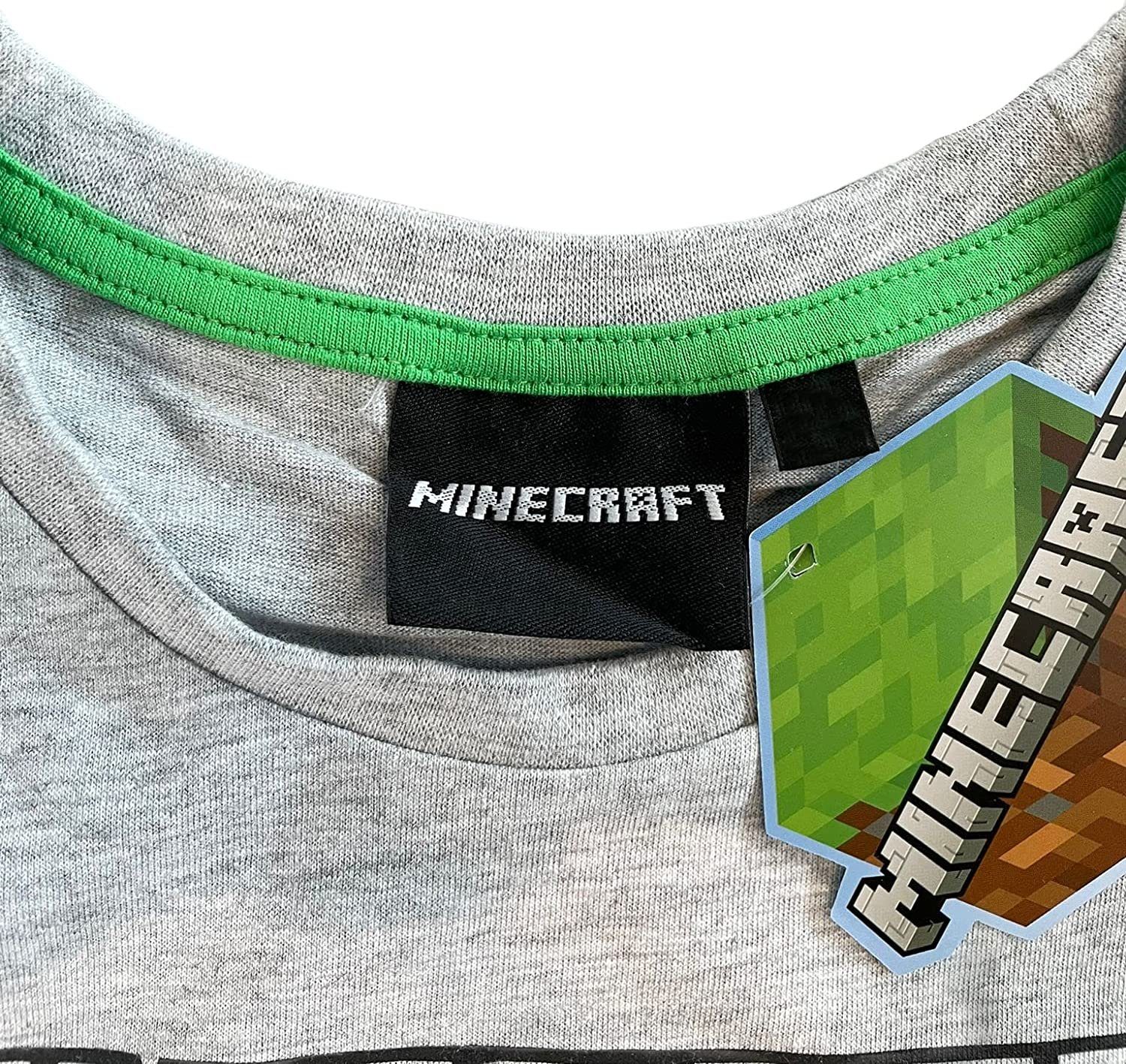 Minecraft Pyjama Minecraft Pyjama Langer Kinder Schlafanzug Jungen + Mädchen hellgrau