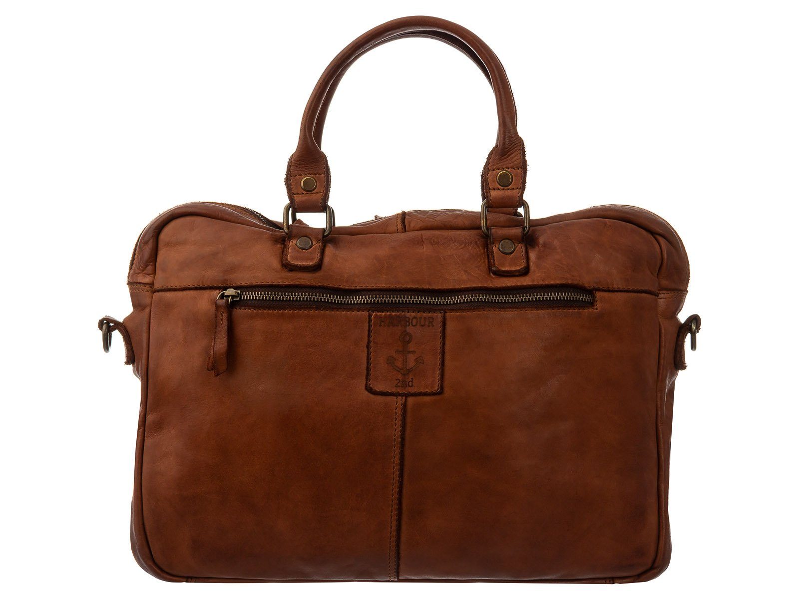 Leder (1-tlg), 2nd Business HARBOUR Jonathan Casual Cool Cognac Laptoptasche Bag-Stle
