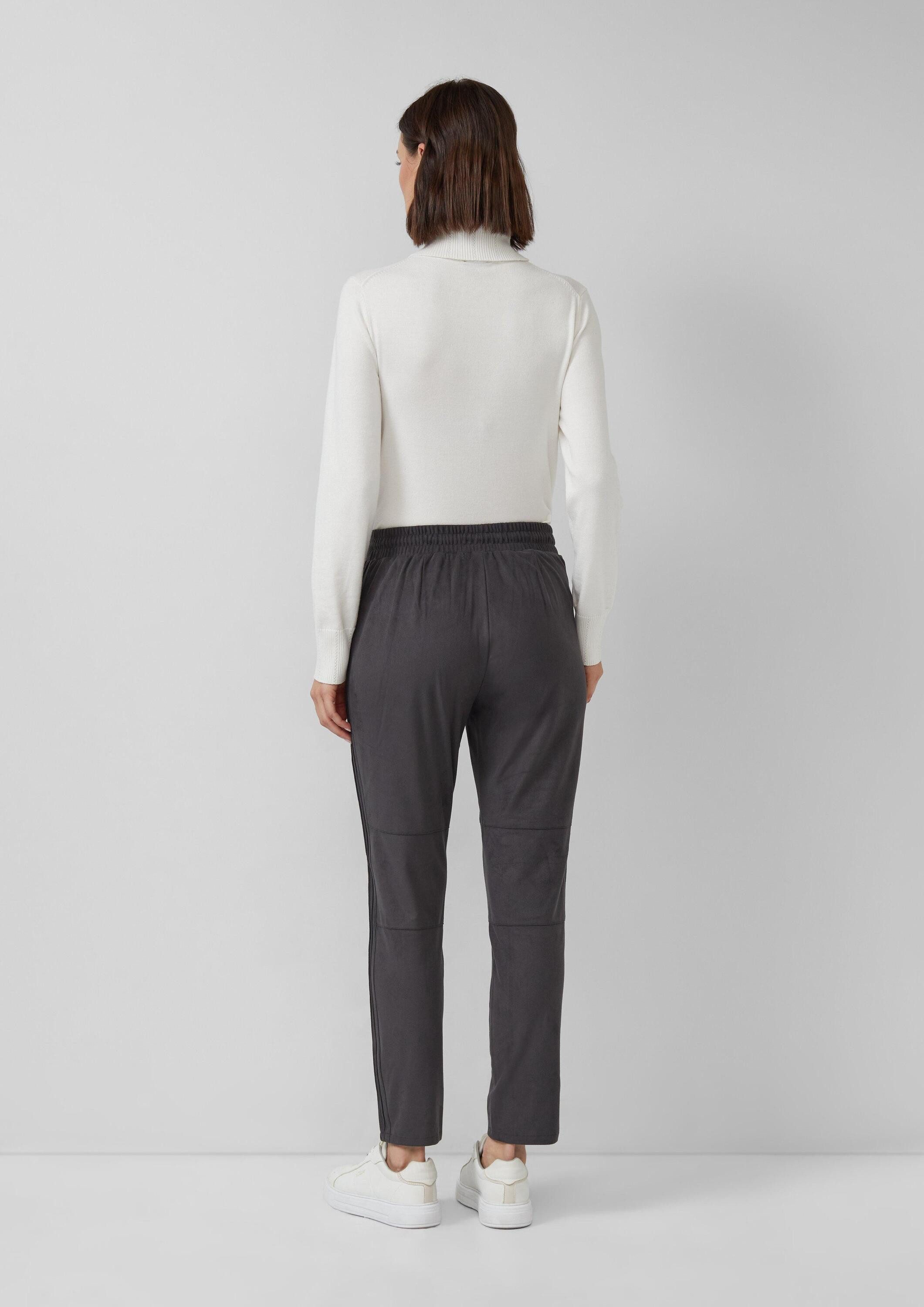 s.Oliver 7/8-Hose Hose Jogpants in Veloursleder-Optik mit Elastikbund