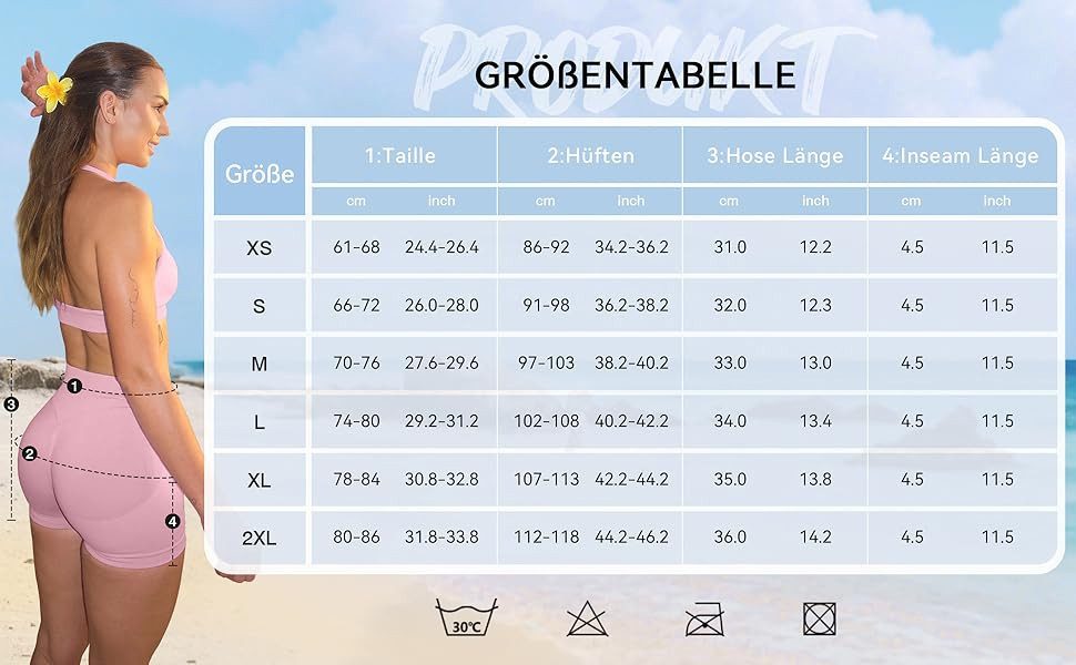 Athlix Leggings 2er Pack Damen Sport Shorts Invisible Scrunch Butt Lifting Gym Workout 2 Stück, figurbetont, elastisch, hoher Bund