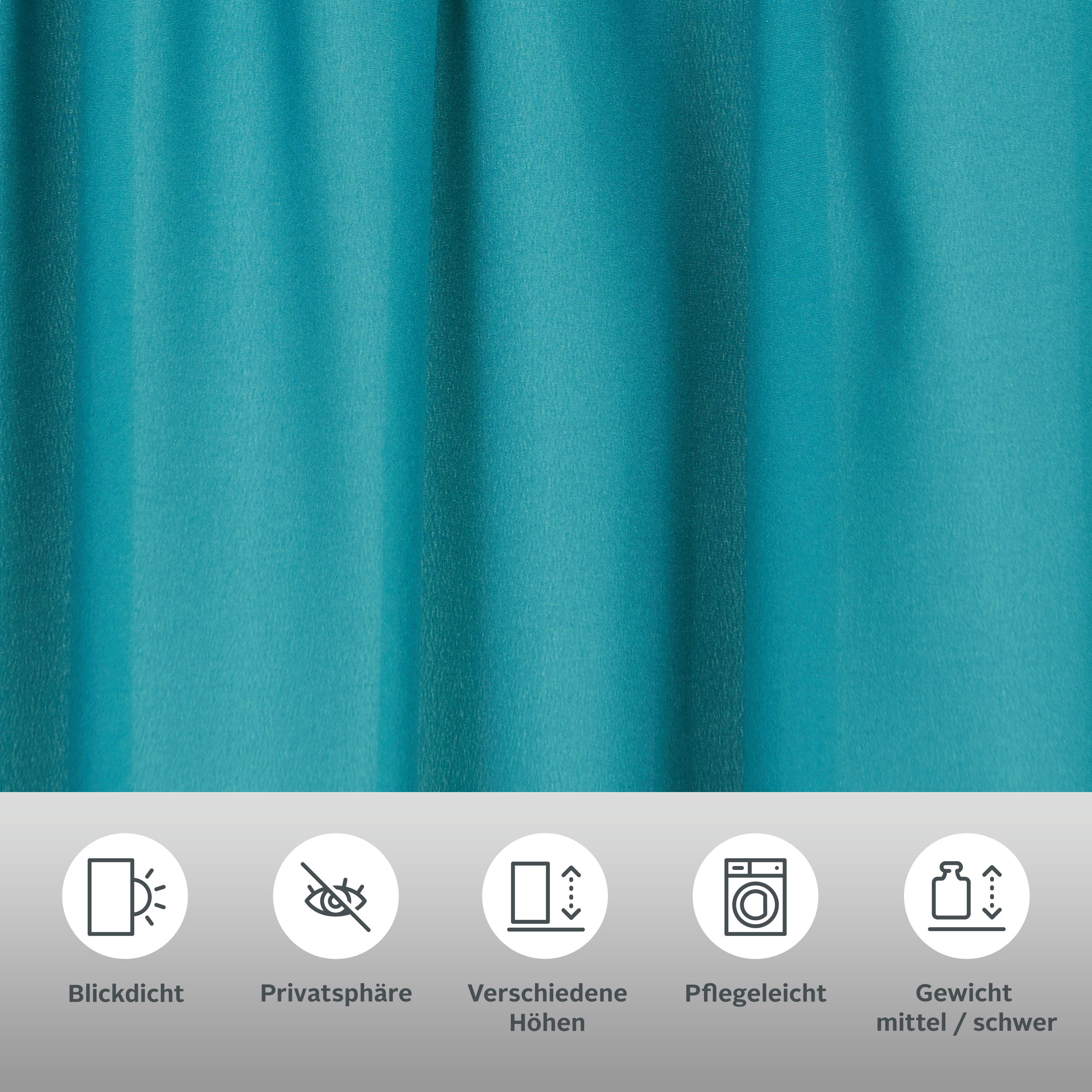 OTTO home Vorhang Parry (2 St), Kräuselband, blickdicht, Polyester, 2-er Set, blickdicht, monochrom, basic, einfarbig, Bestseller