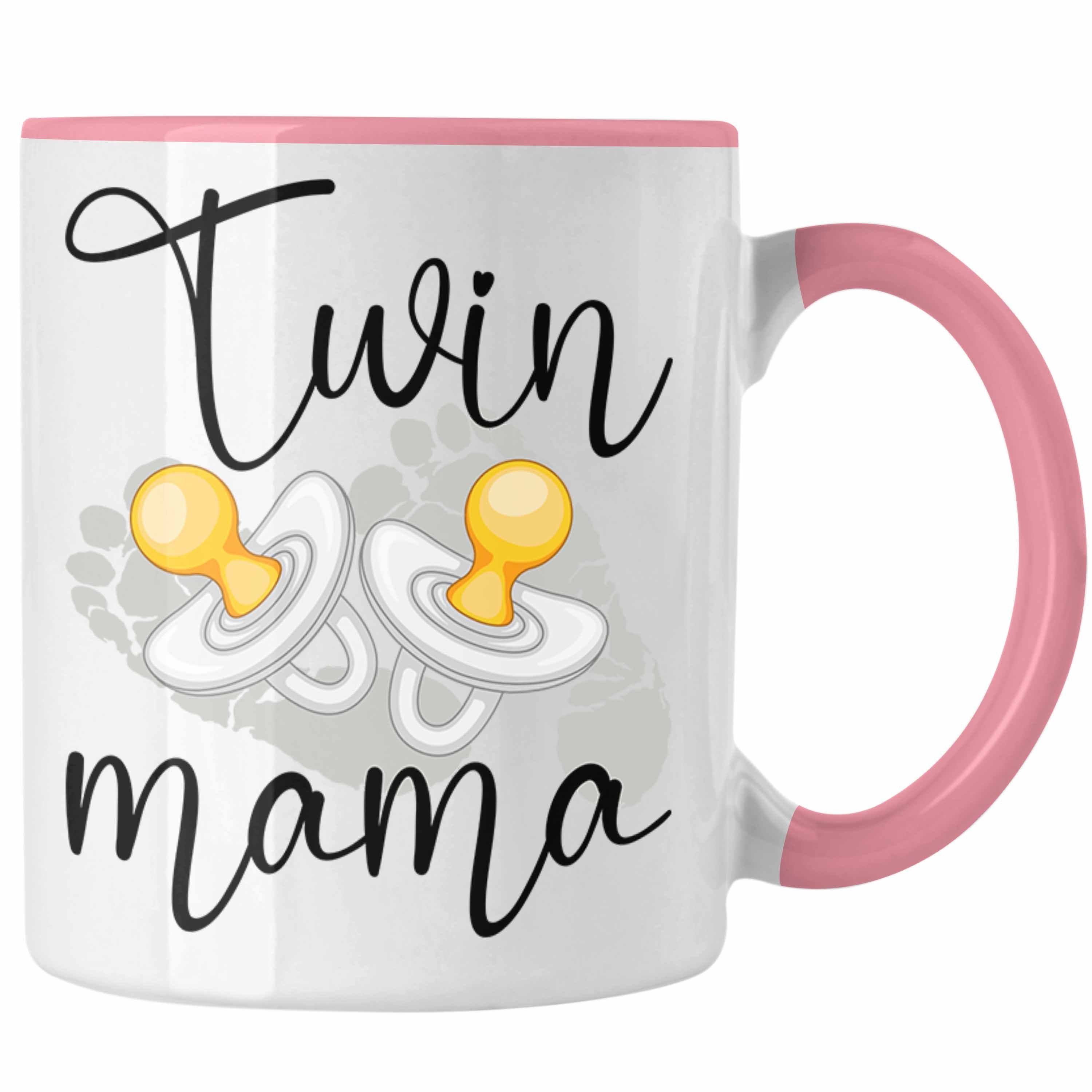 Trendation Tasse Zwillinge Tasse für "Twin Mama" Geschenkidee für Mütter von Zwillingen Rosa