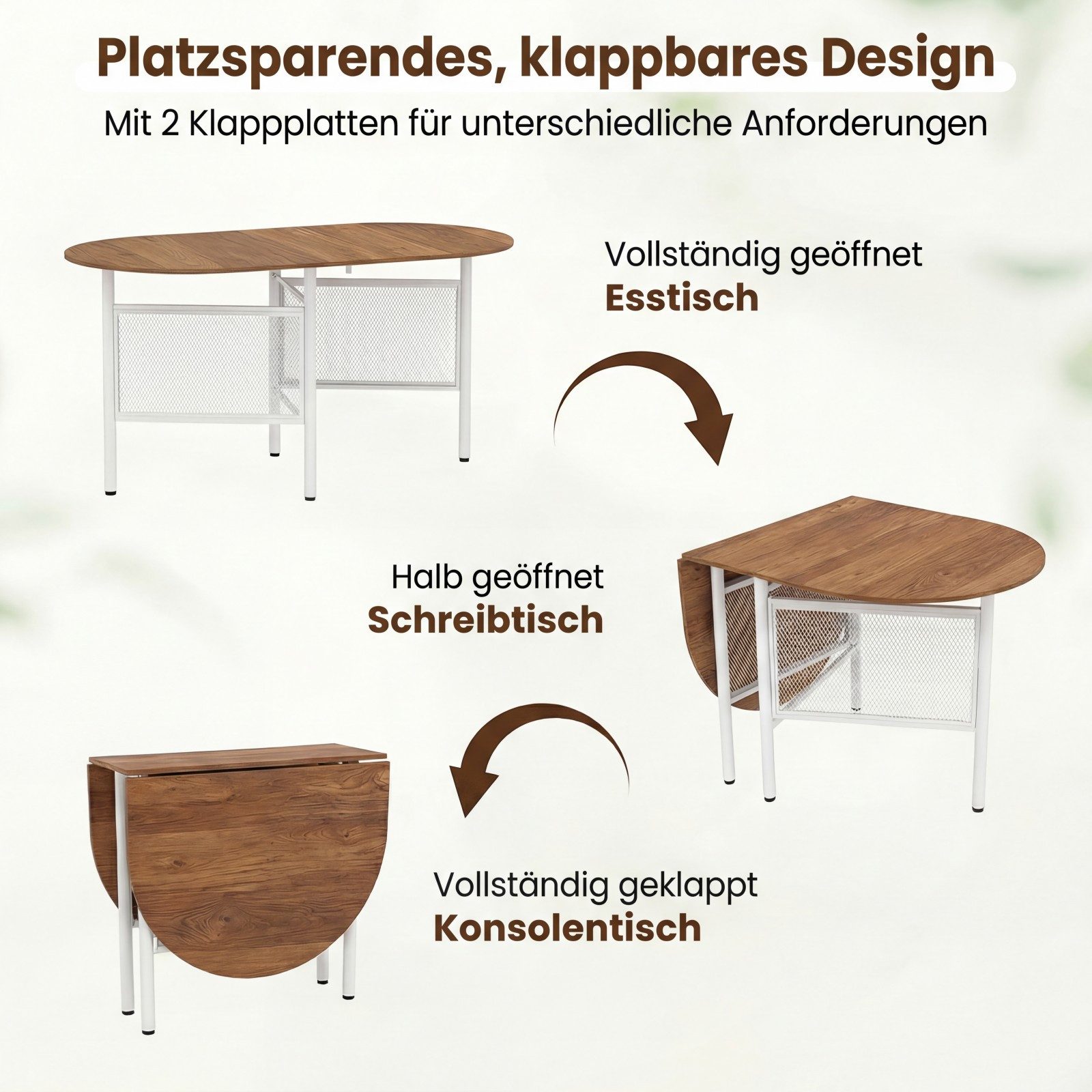 COSTWAY Esstisch, Küchentisch für 6-8 Personen, platzsparender Klapptisch